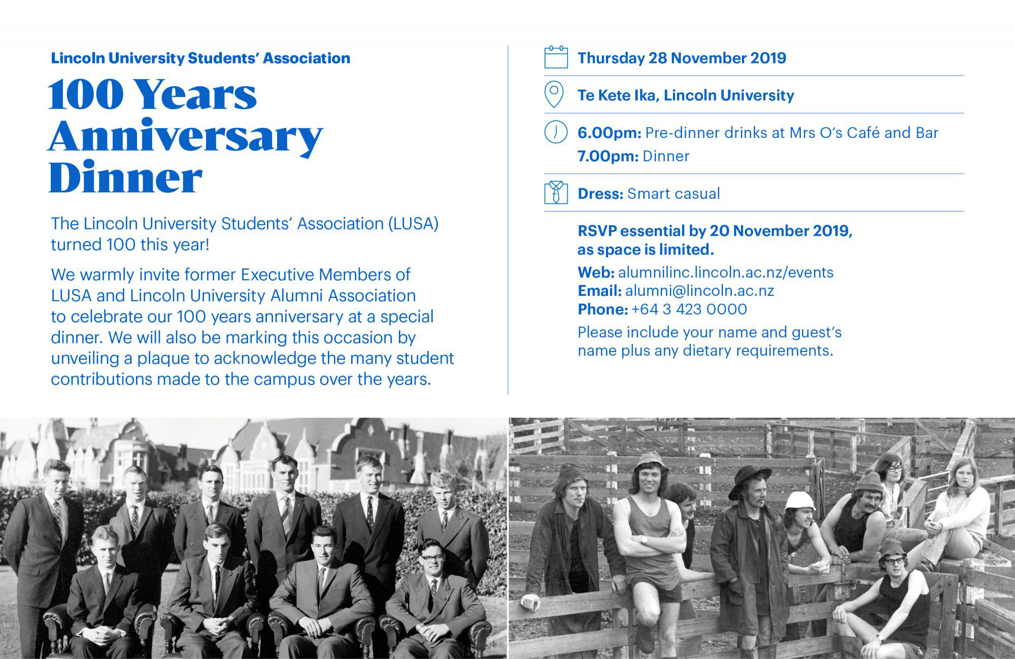2019 LUSA's 100 Years Anniversary Dinner Invitation