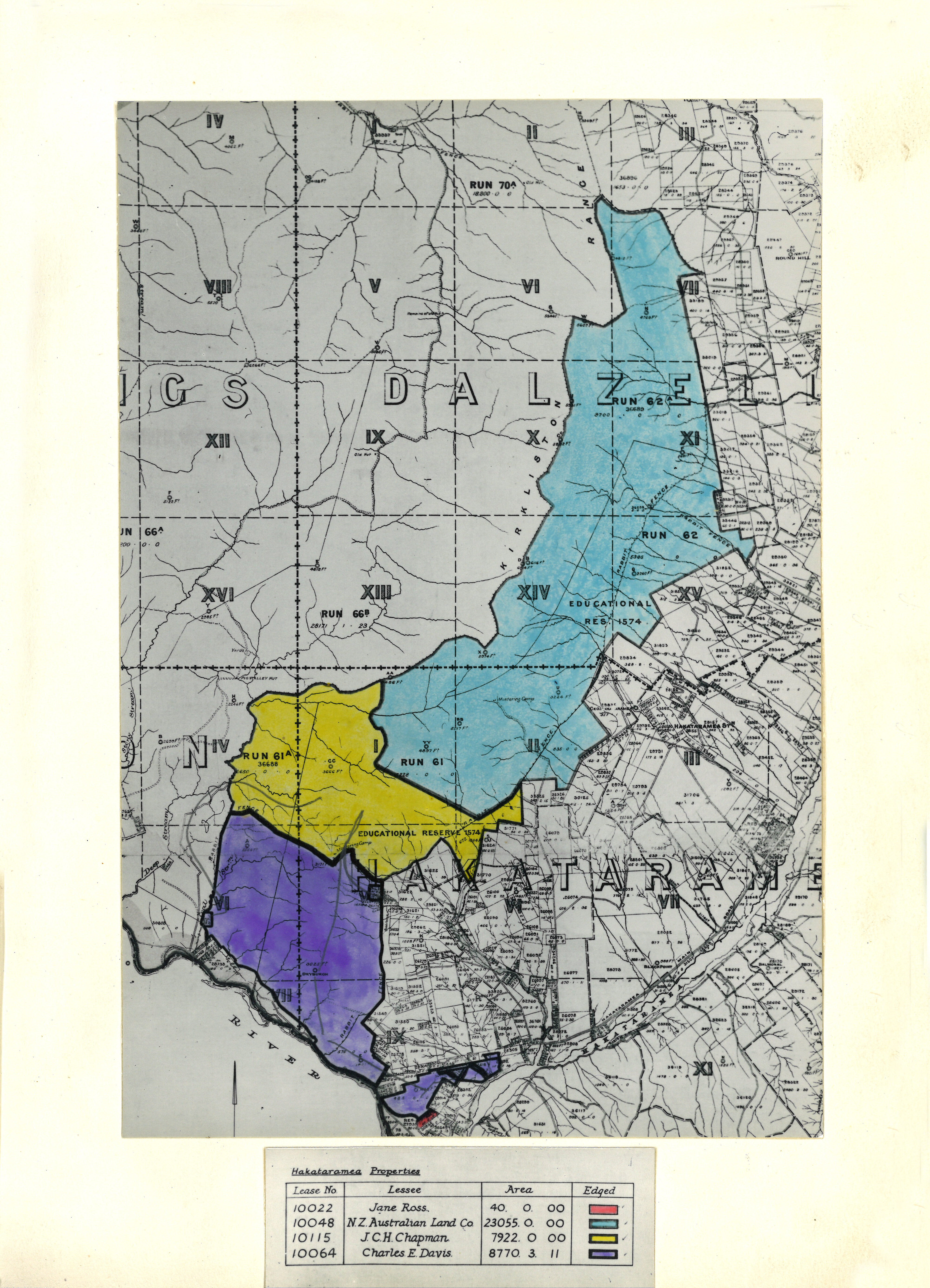 Map of Hakataramea Properties 1949