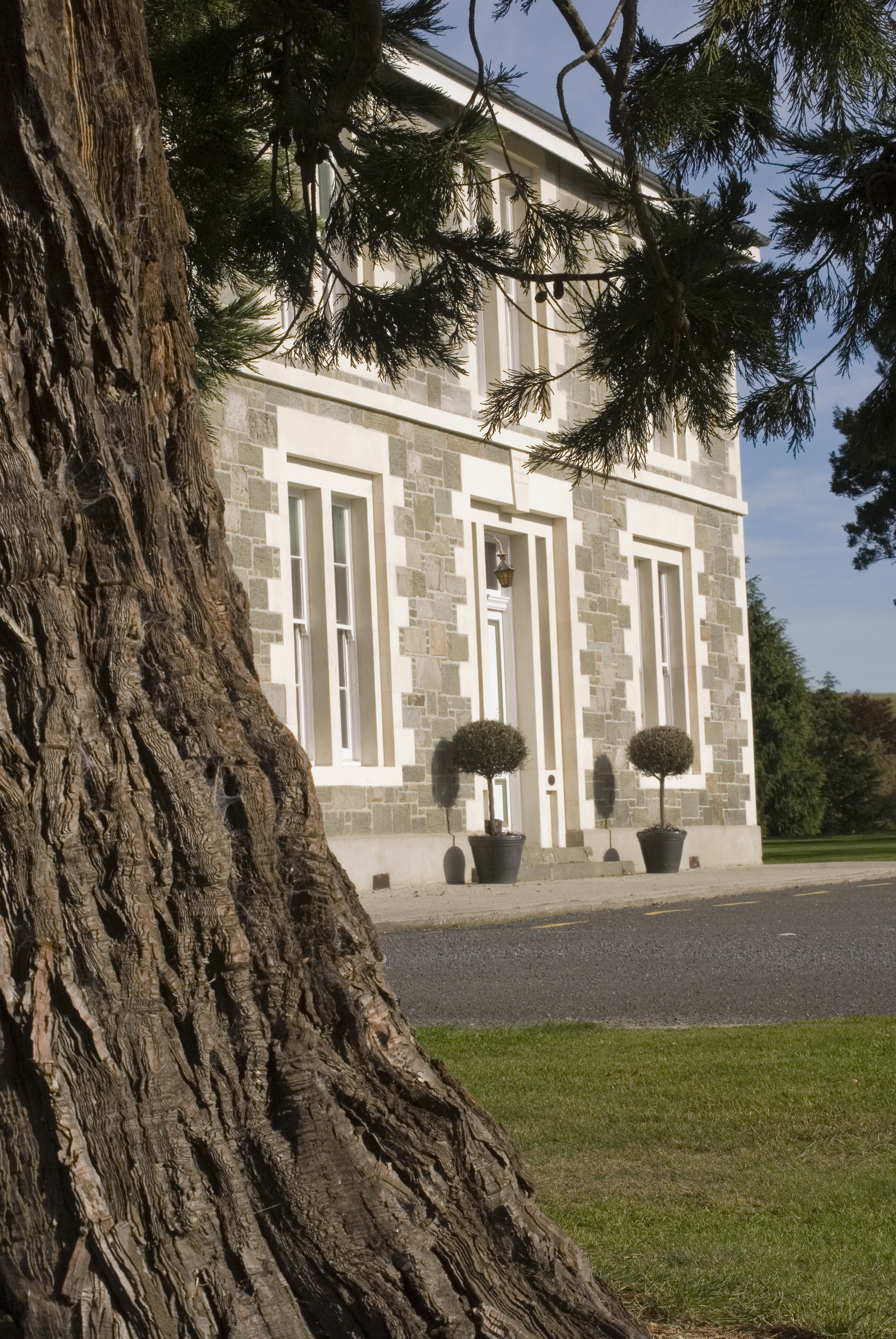 Telford Stone House tree in foreground