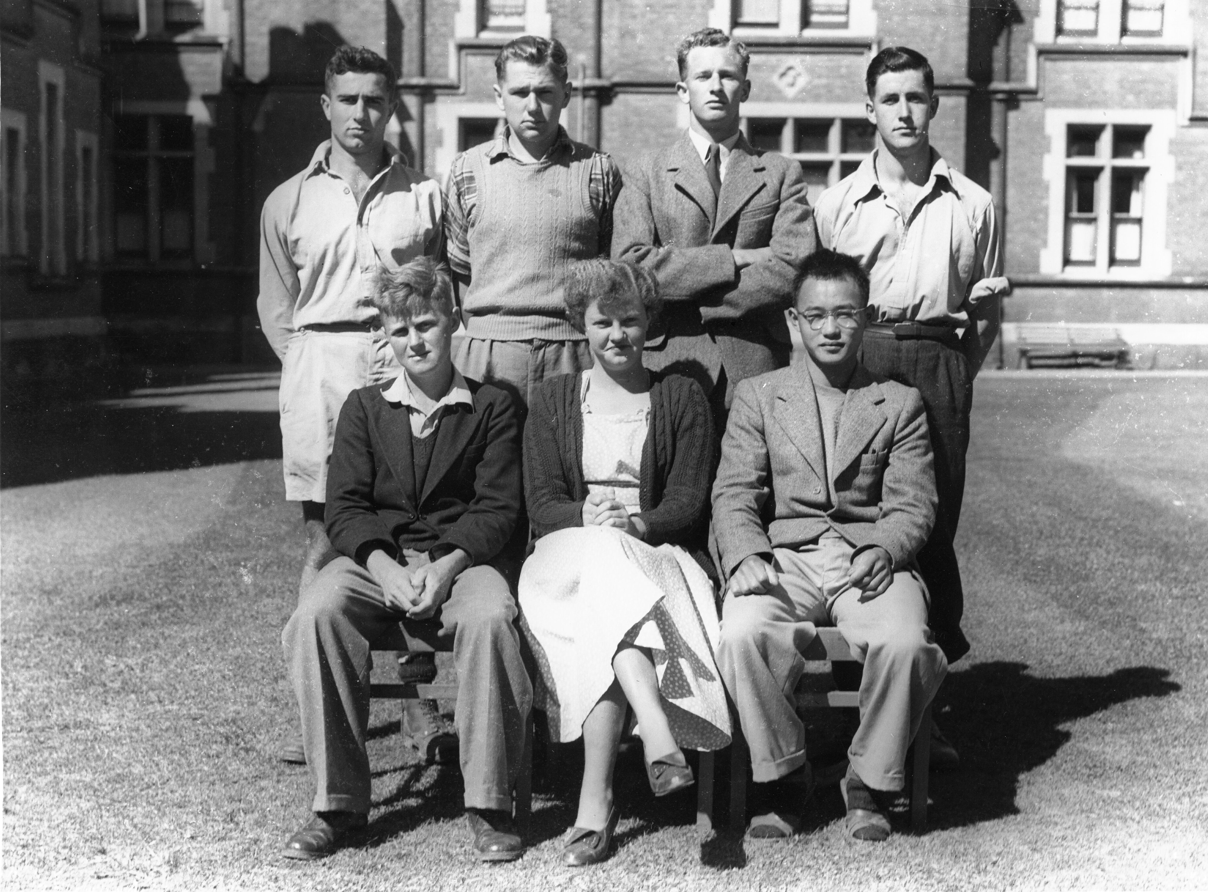 Group of people, outside West Wing Ivey Hall