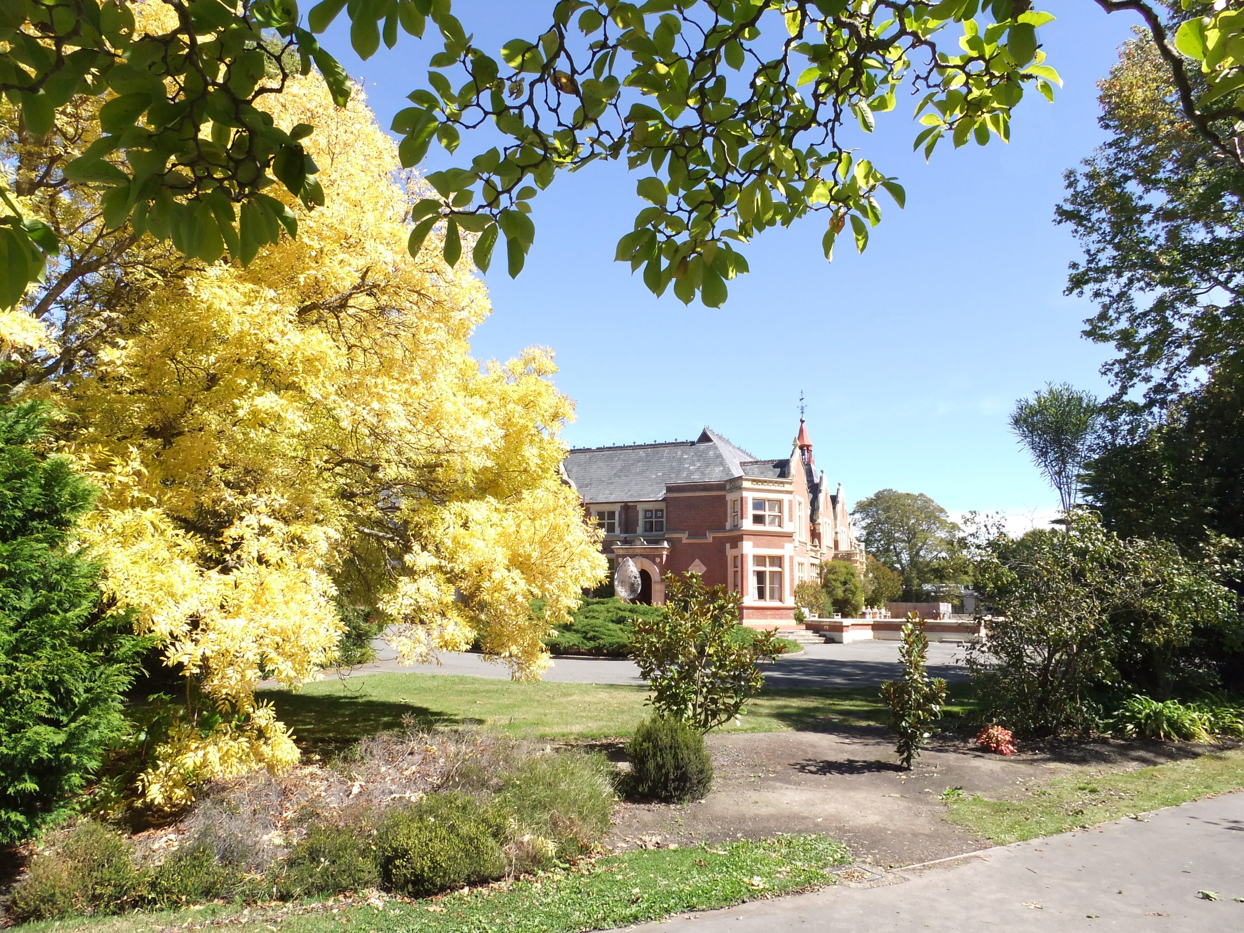 Ivey Hall from the pathway to AERU