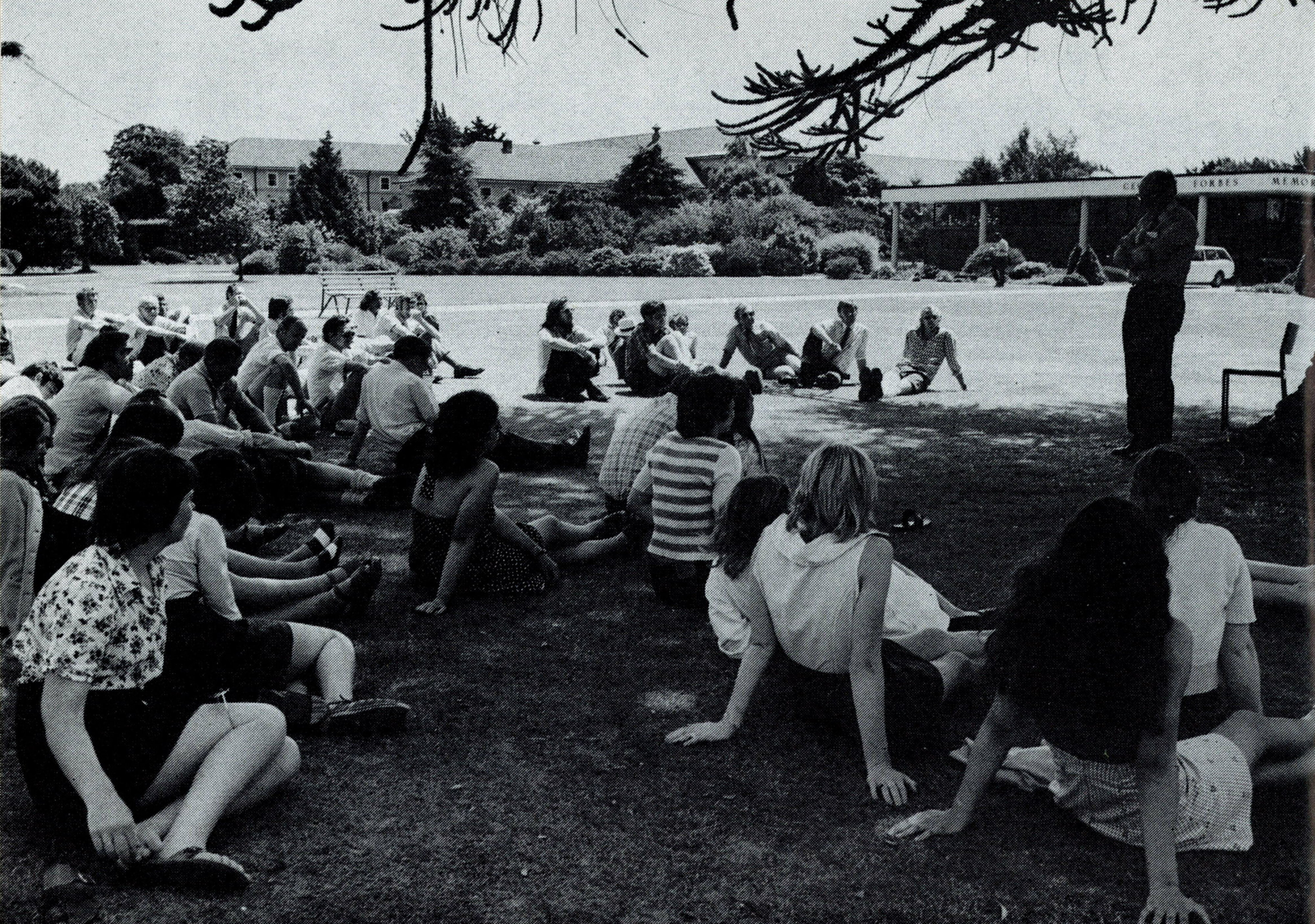 Outdoor student-staff forum 1970s