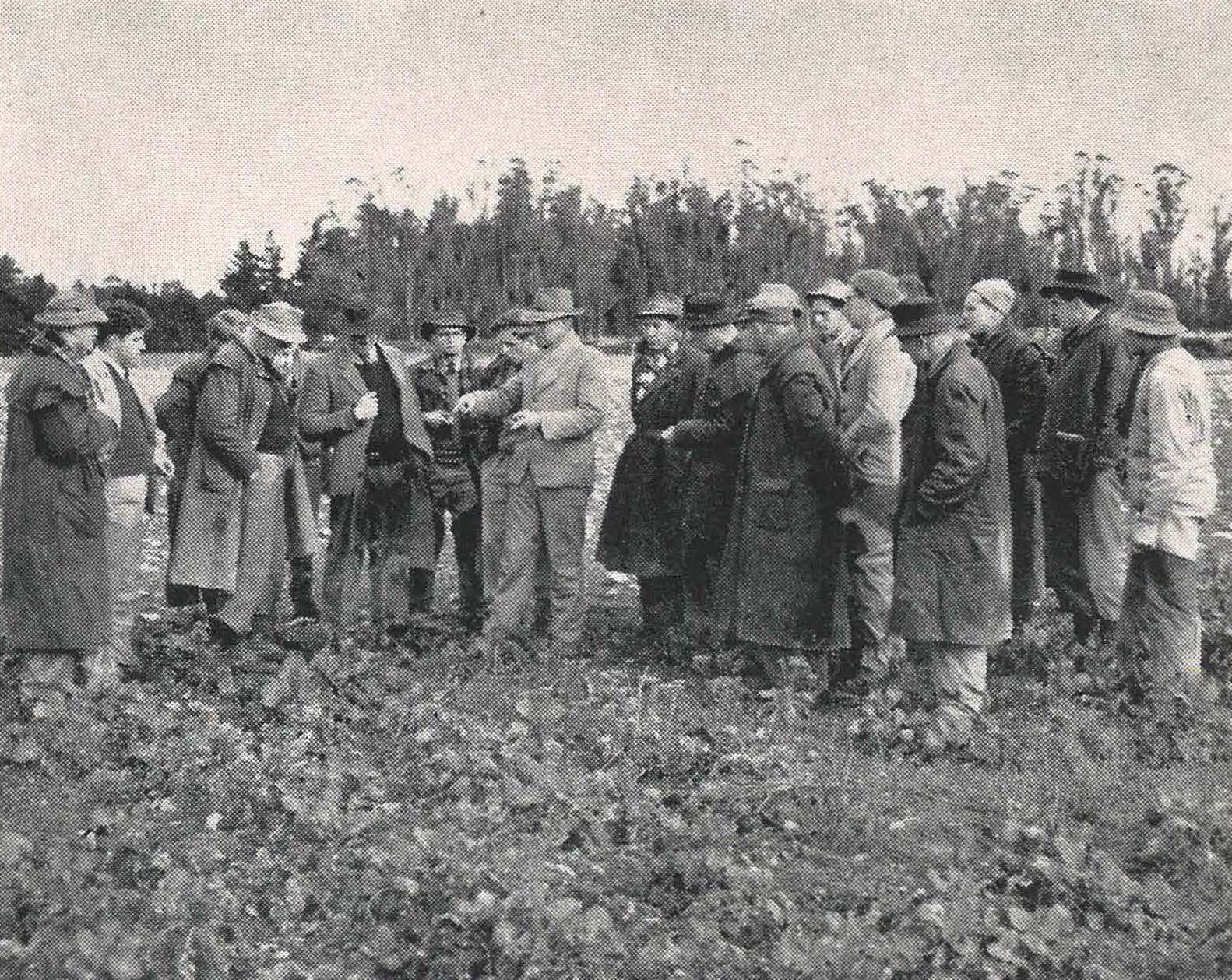 1953 Students on a field inspection of the Ashley Dene farm