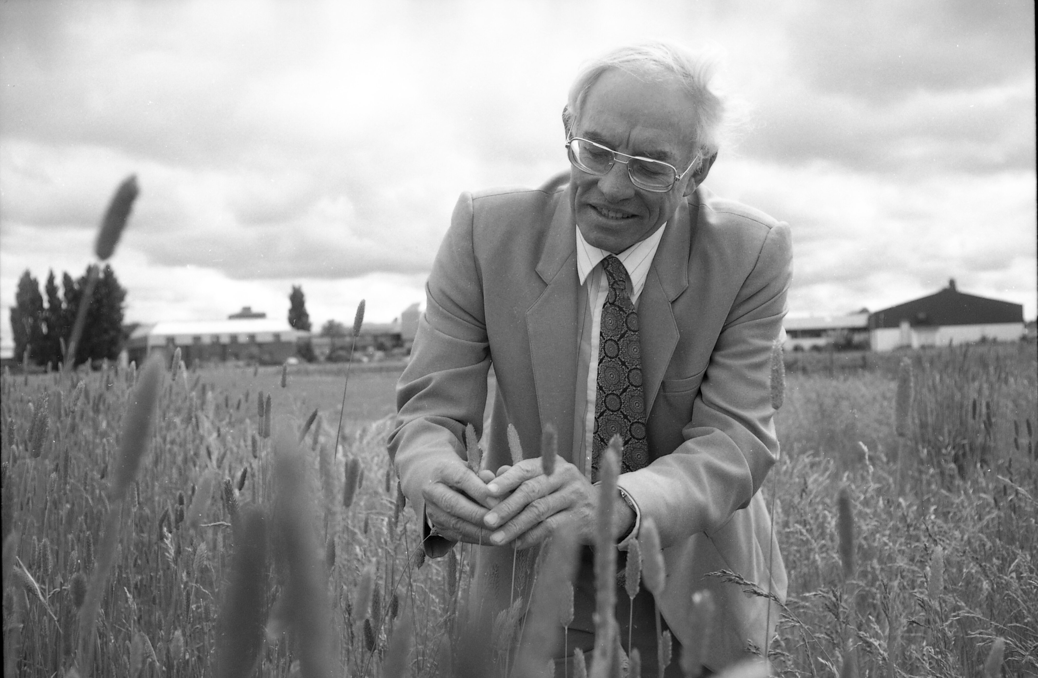 Professor of Agronomy Jim White "in the field " prior to his retirement in December, 1993 02