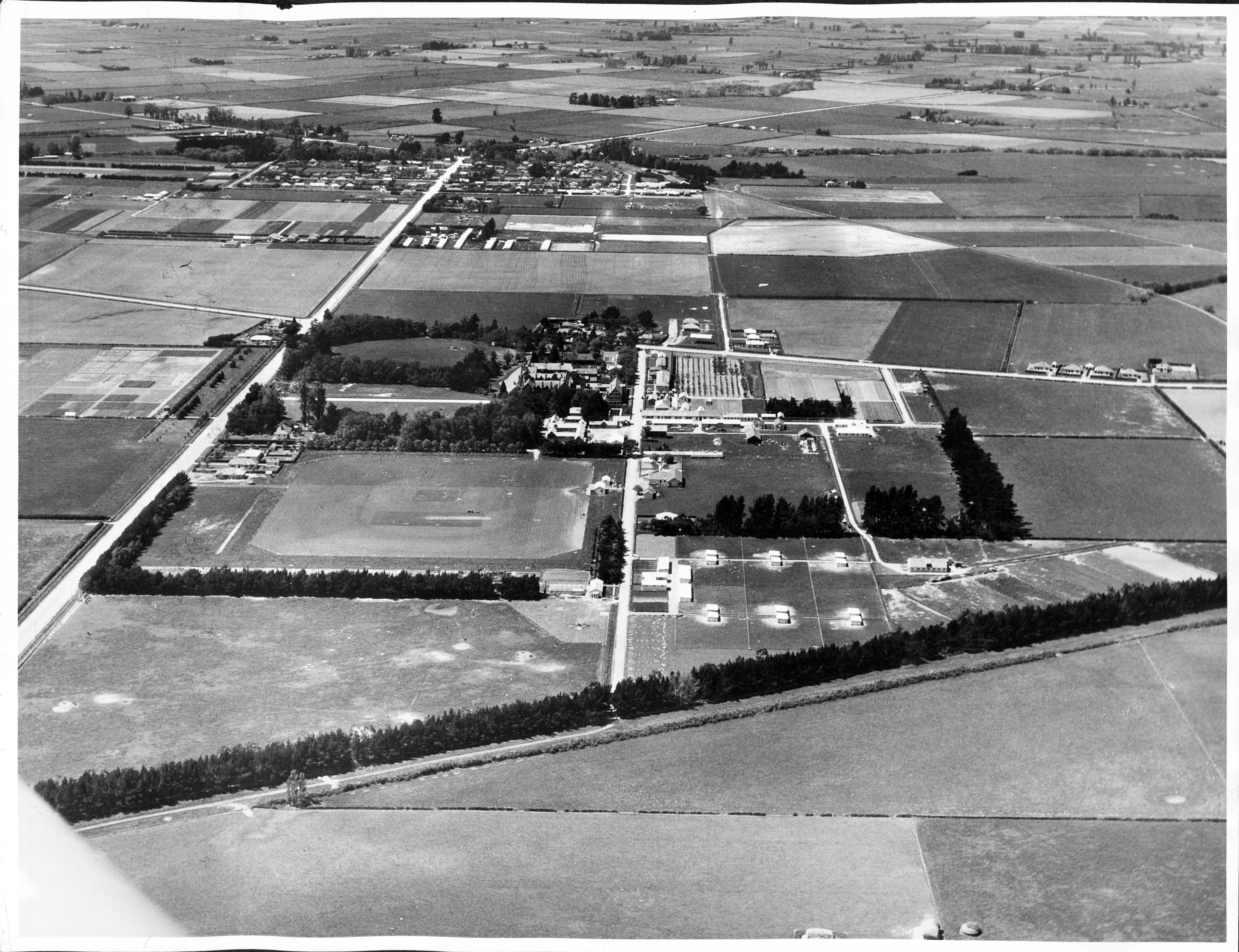 c.1930s - c.1940s Aerial view of Canterbury Agricultural College 