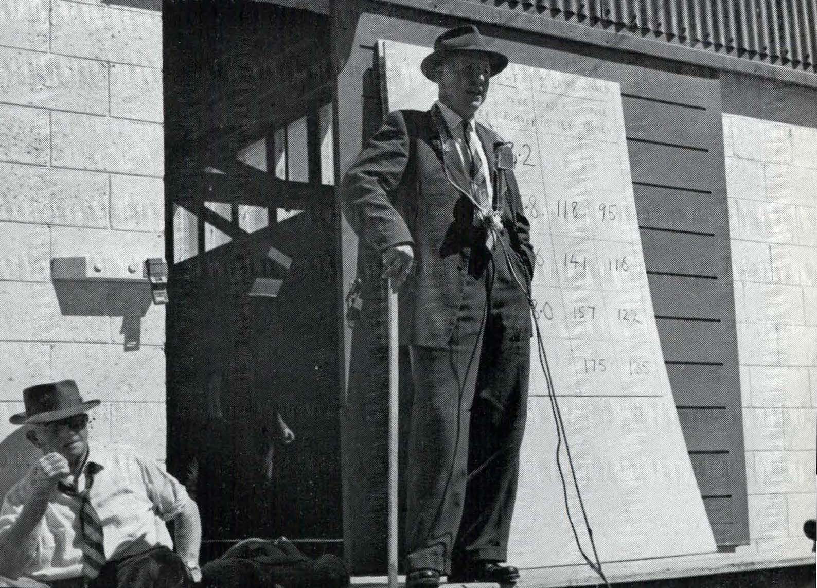 1962 Professor I E Coop speaking to farmers on sheep breeding