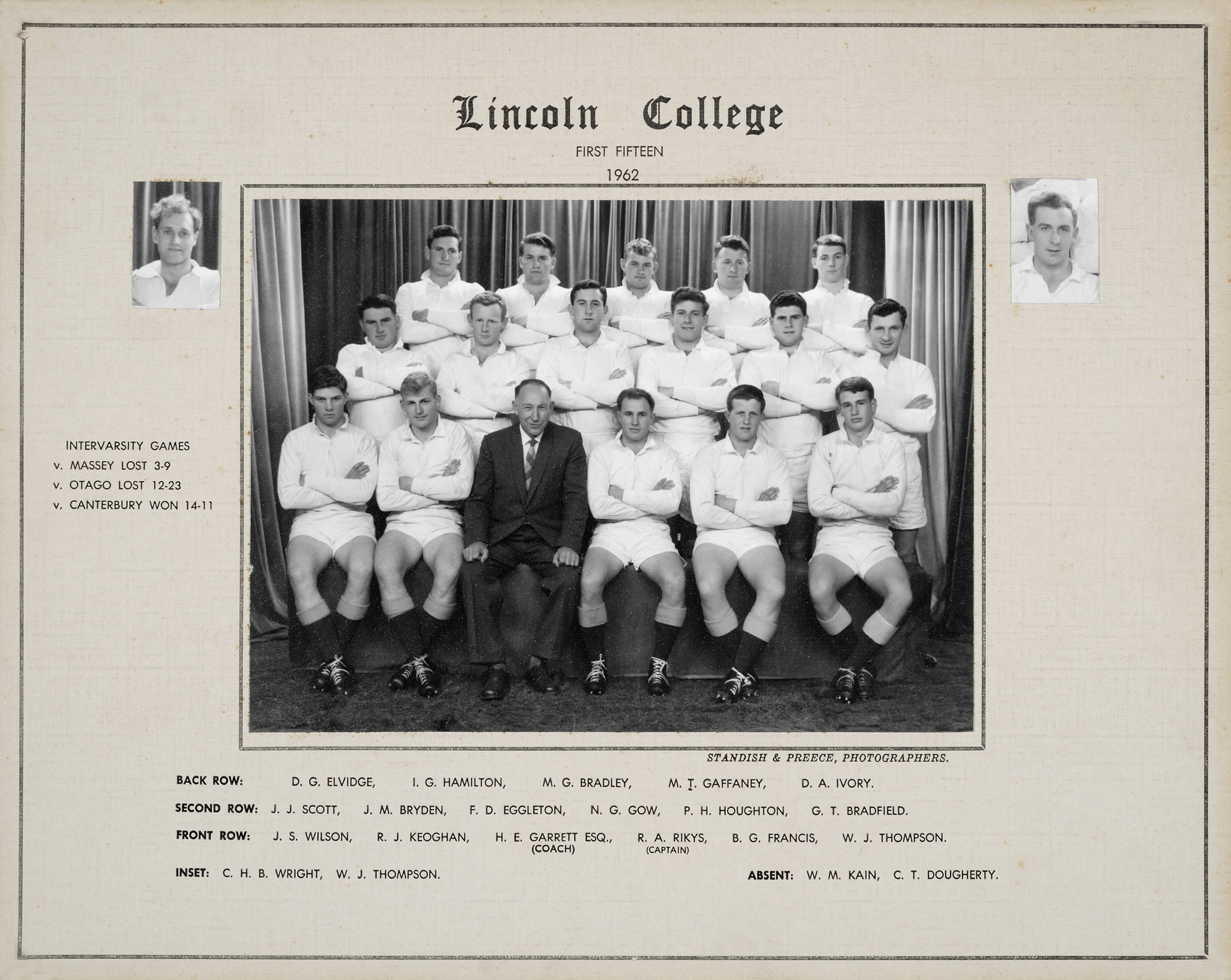 1962 Rugby First Fifteen