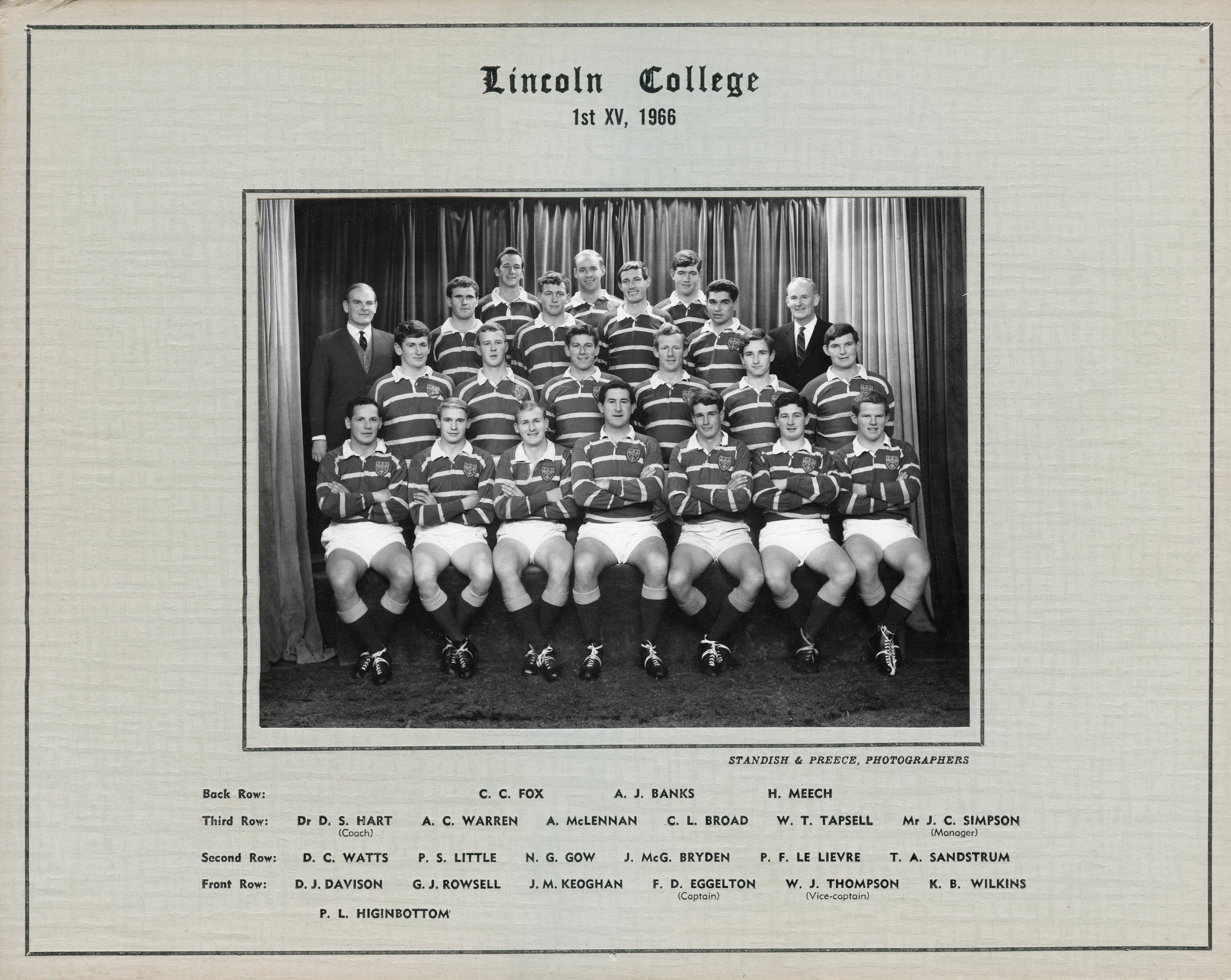 1966 Rugby First Fifteen
