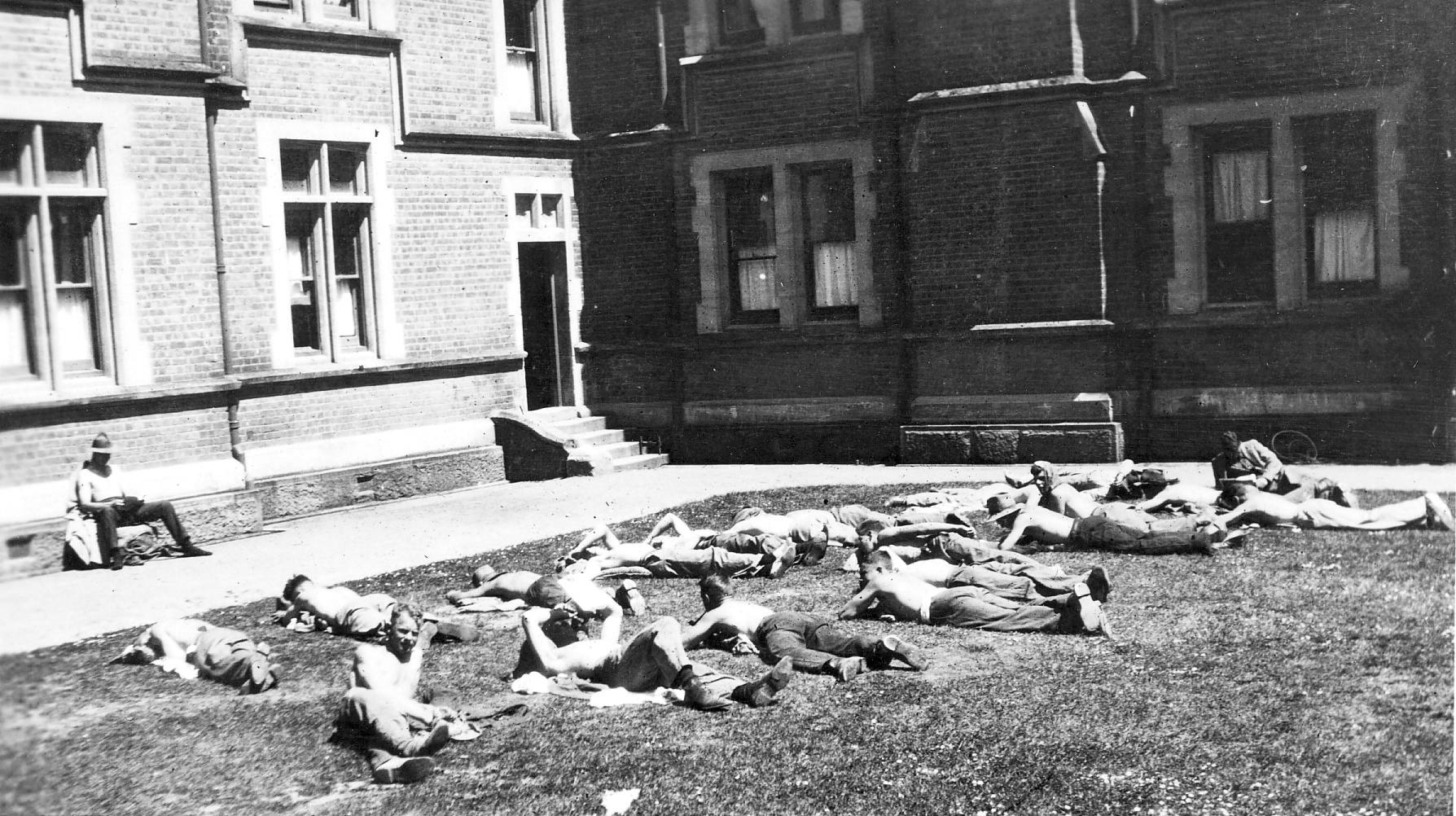 Students relaxing in courtyard