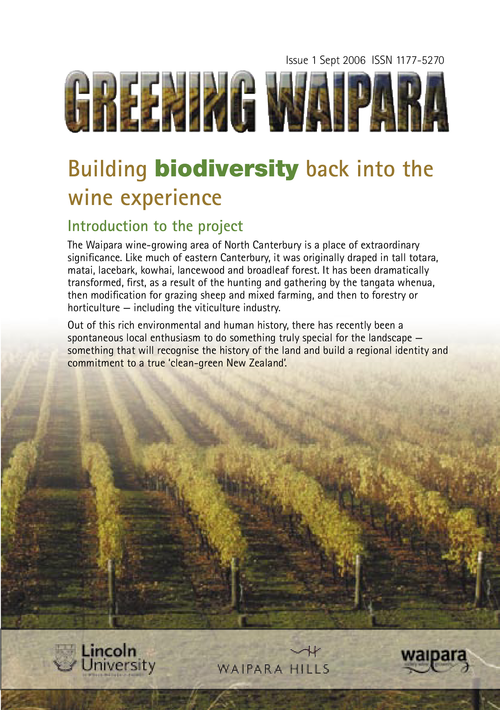 Greening Waipara Newsletter no. 1