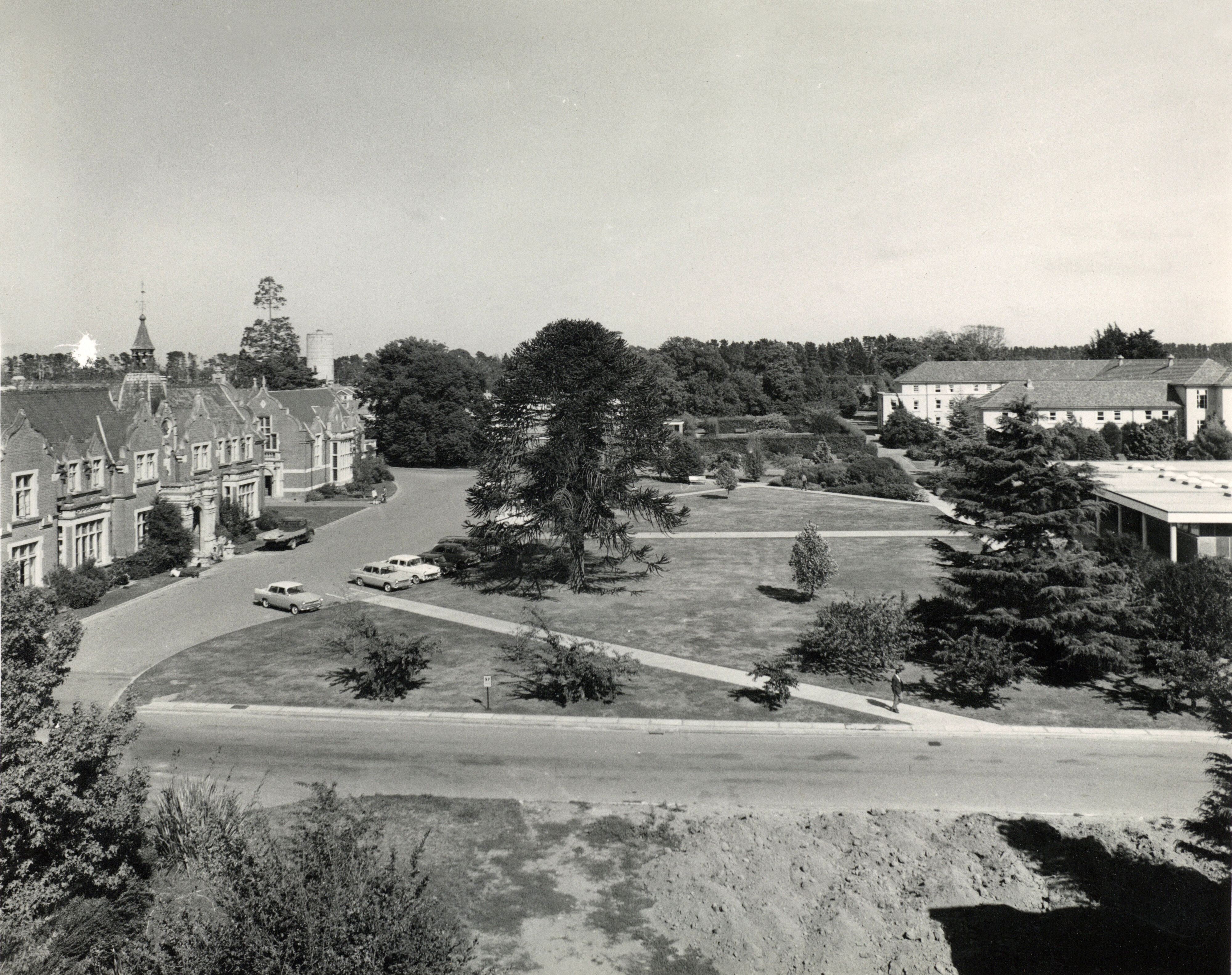 c.1968 Ivey Hall and campus view from Hilgendorf Building site.