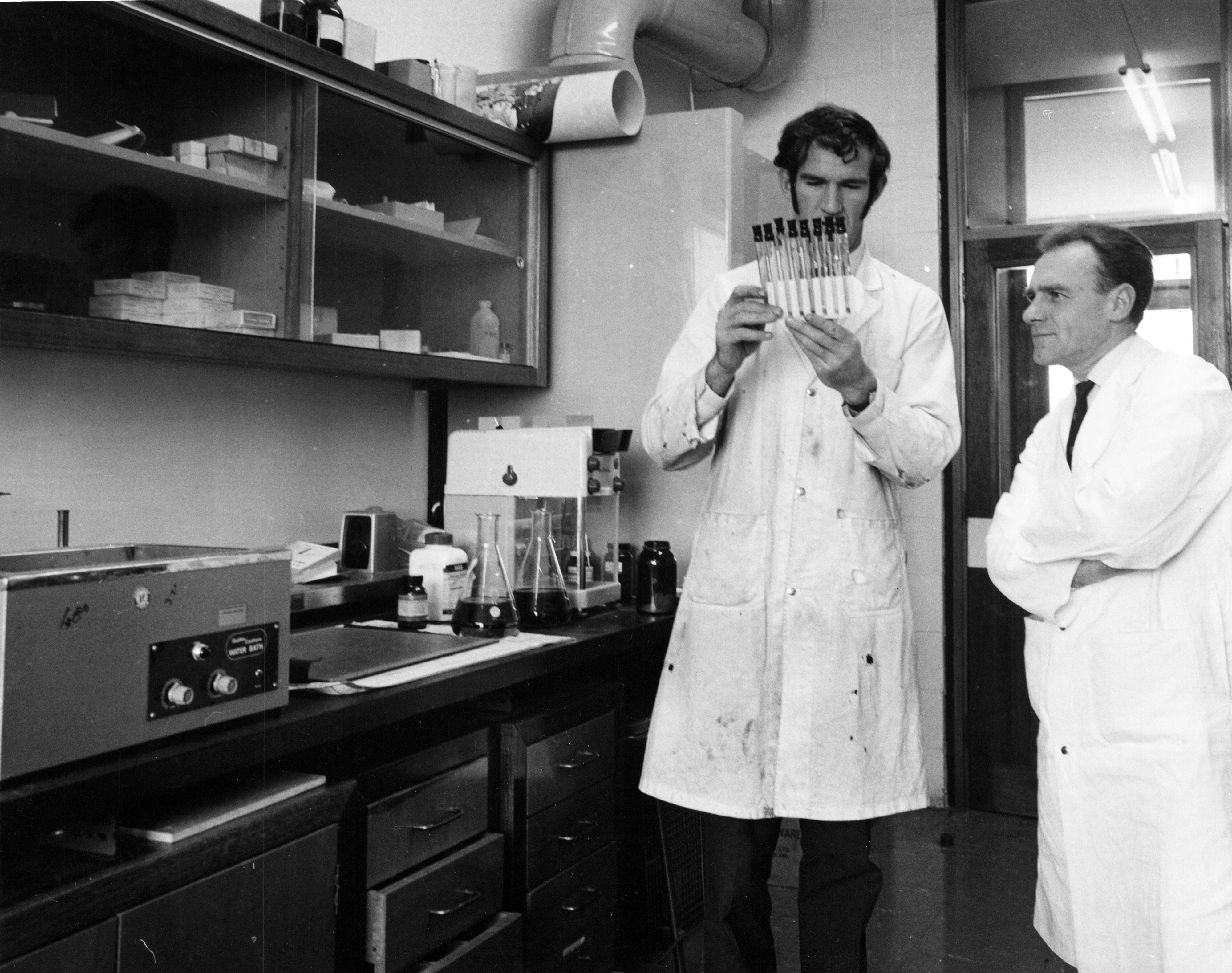 Researchers in the Lab, Lincoln College, 1970s