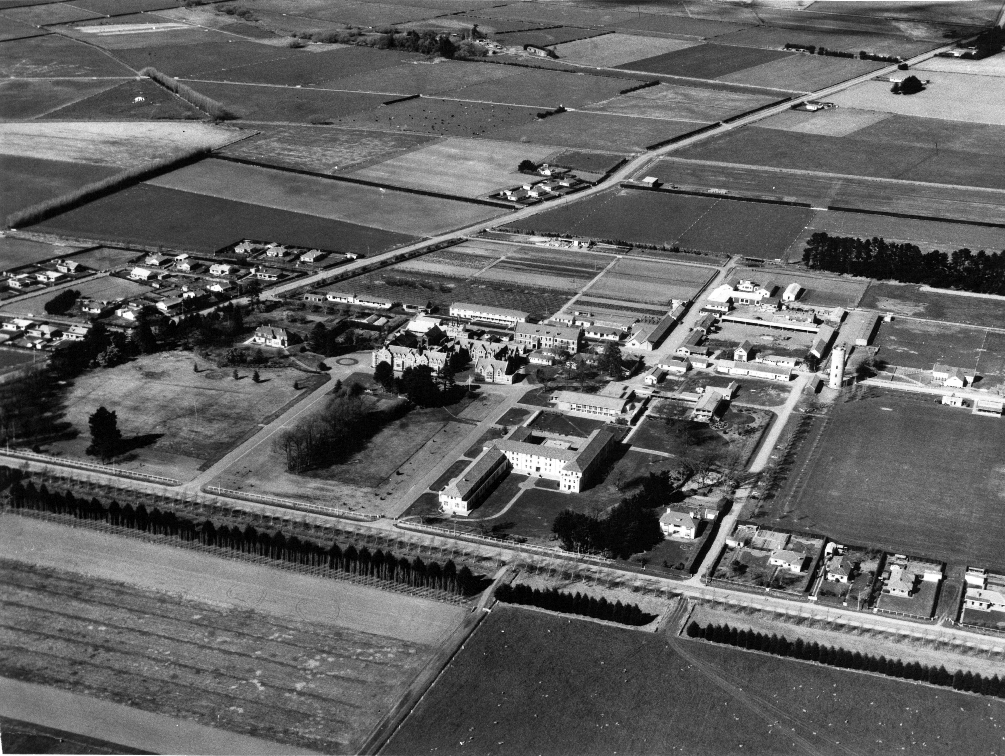 c1953 Canterbury Agricultural College aerial view