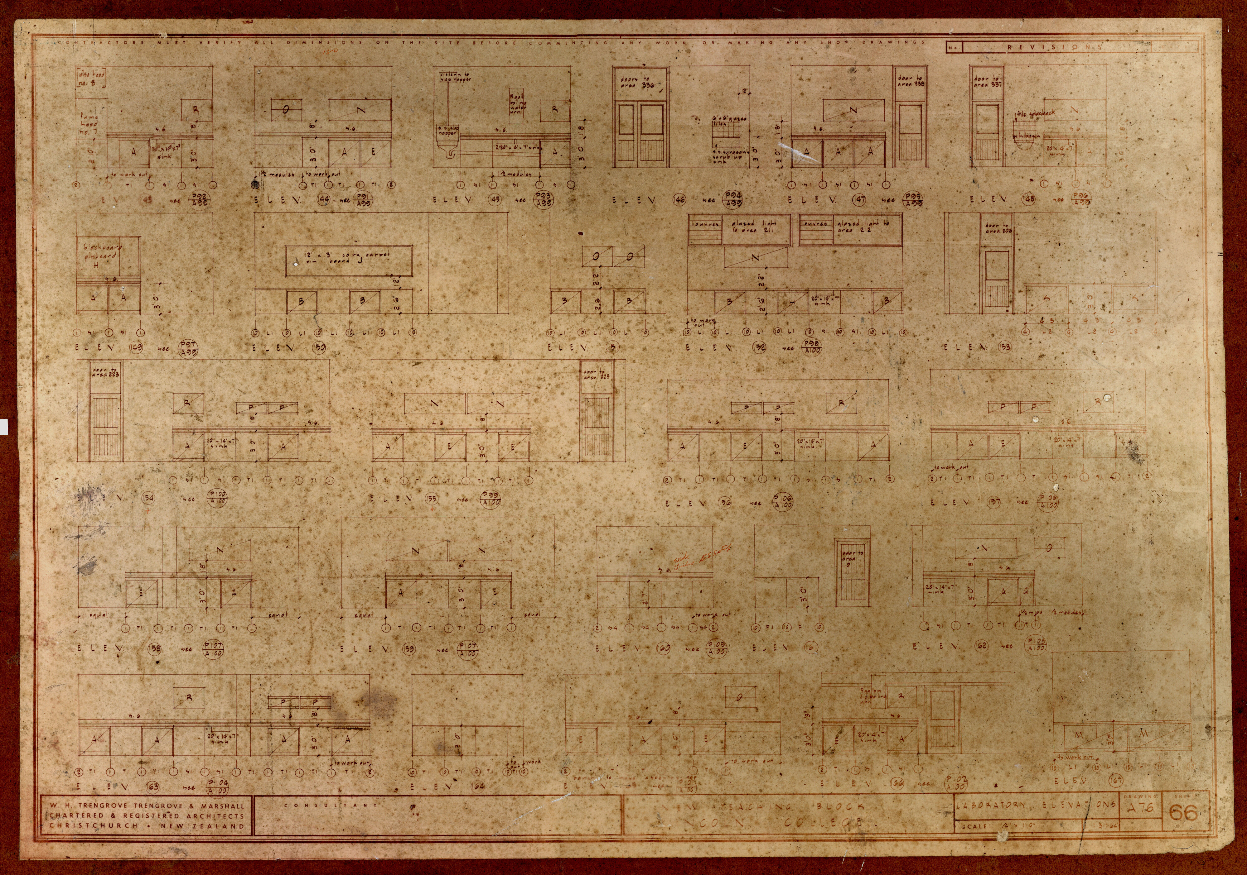 Lincoln College Laboratory Elevations Drawing A76