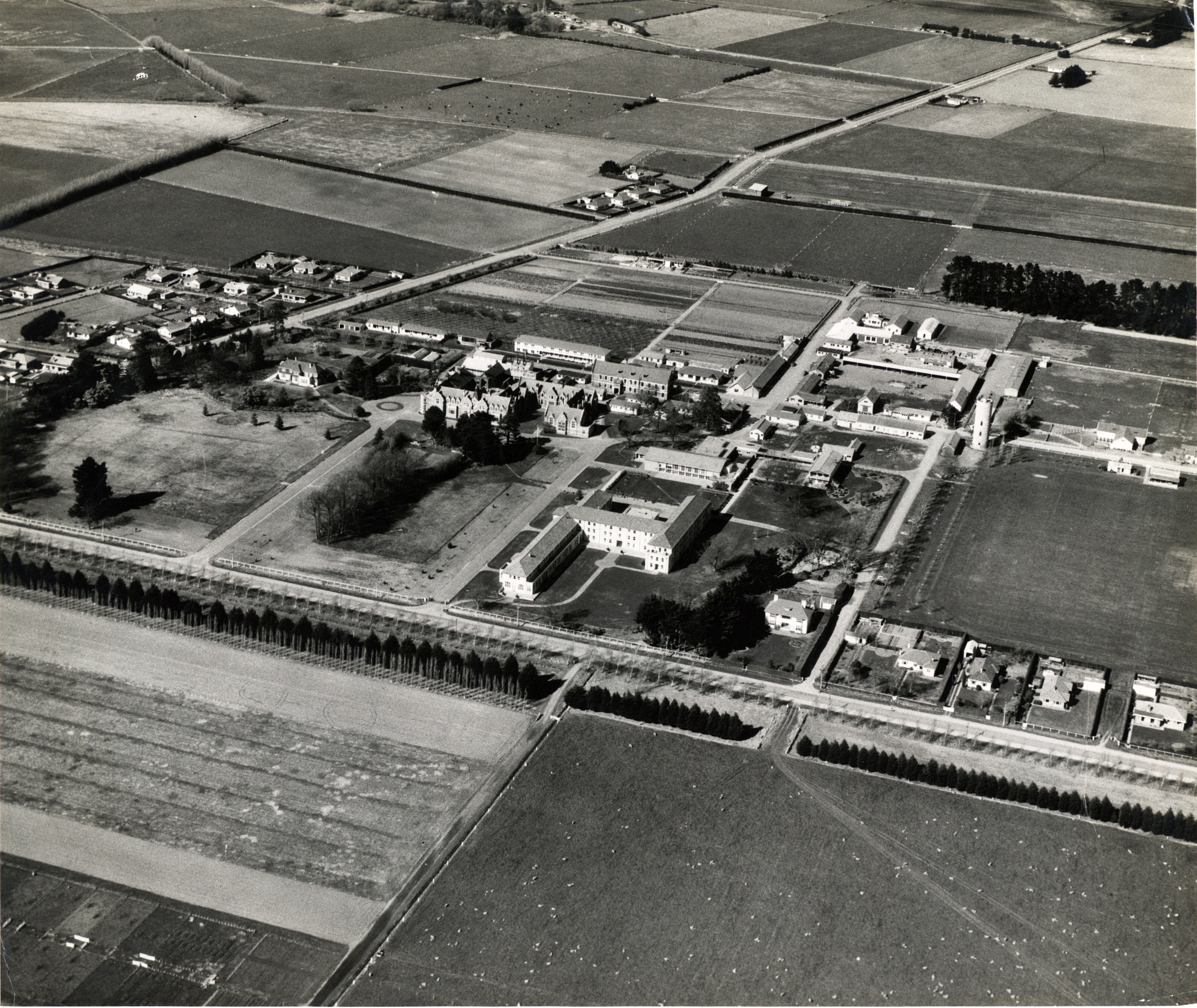 c1953 Canterbury Agricultural College aerial view