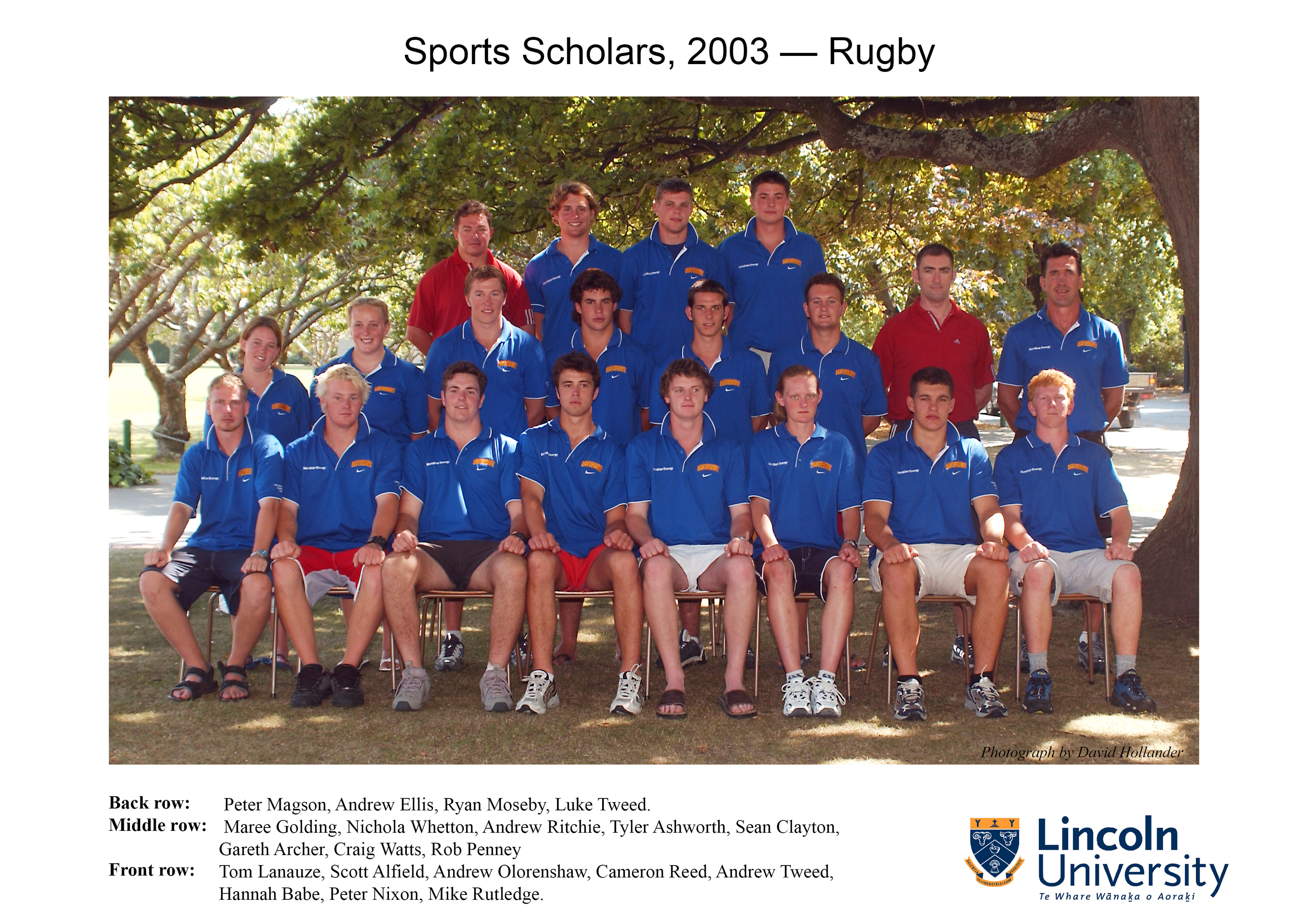2003 Lincoln University sports scholars - Rugby