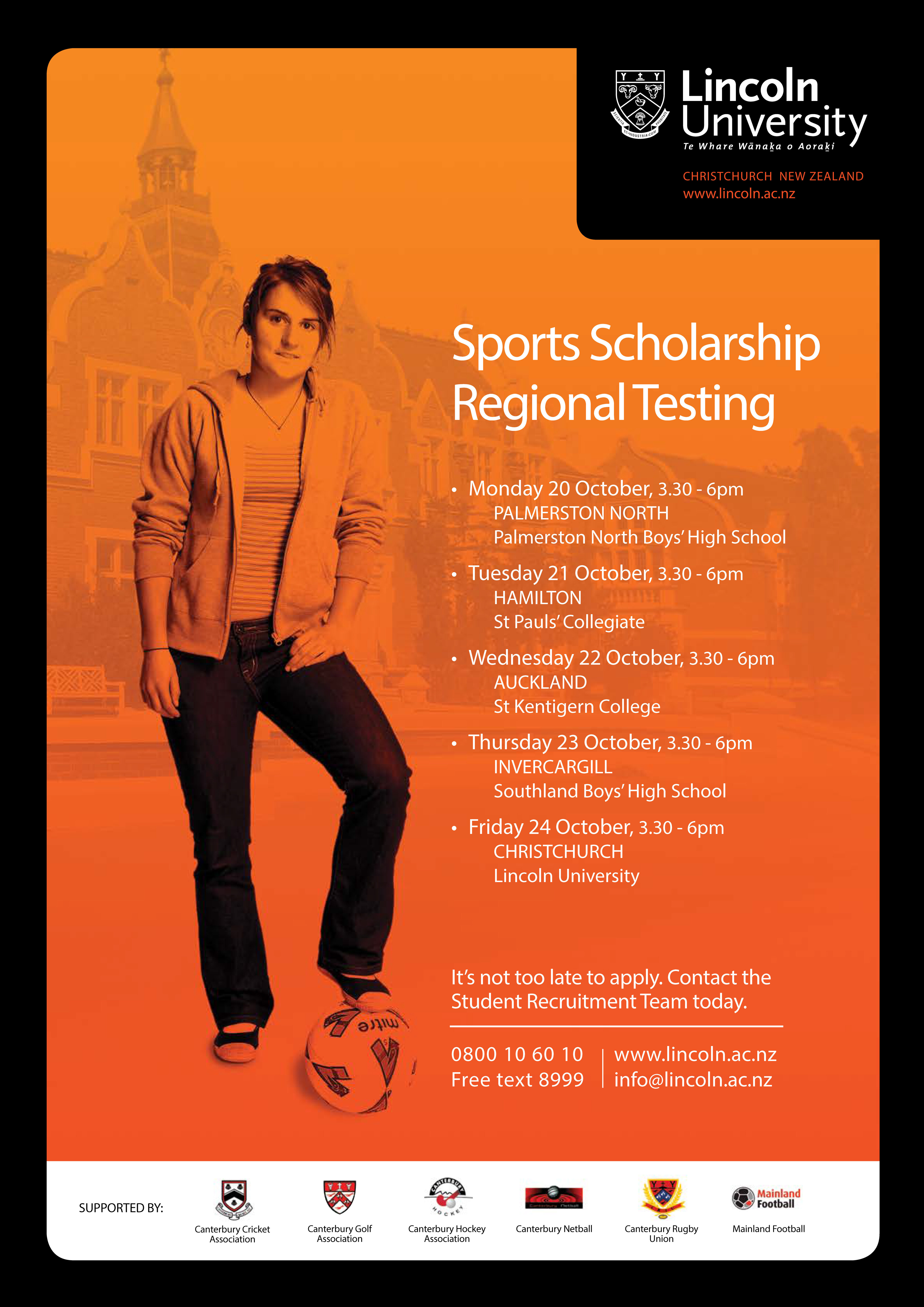 2008 Sports Scholarship Regional Testing Poster