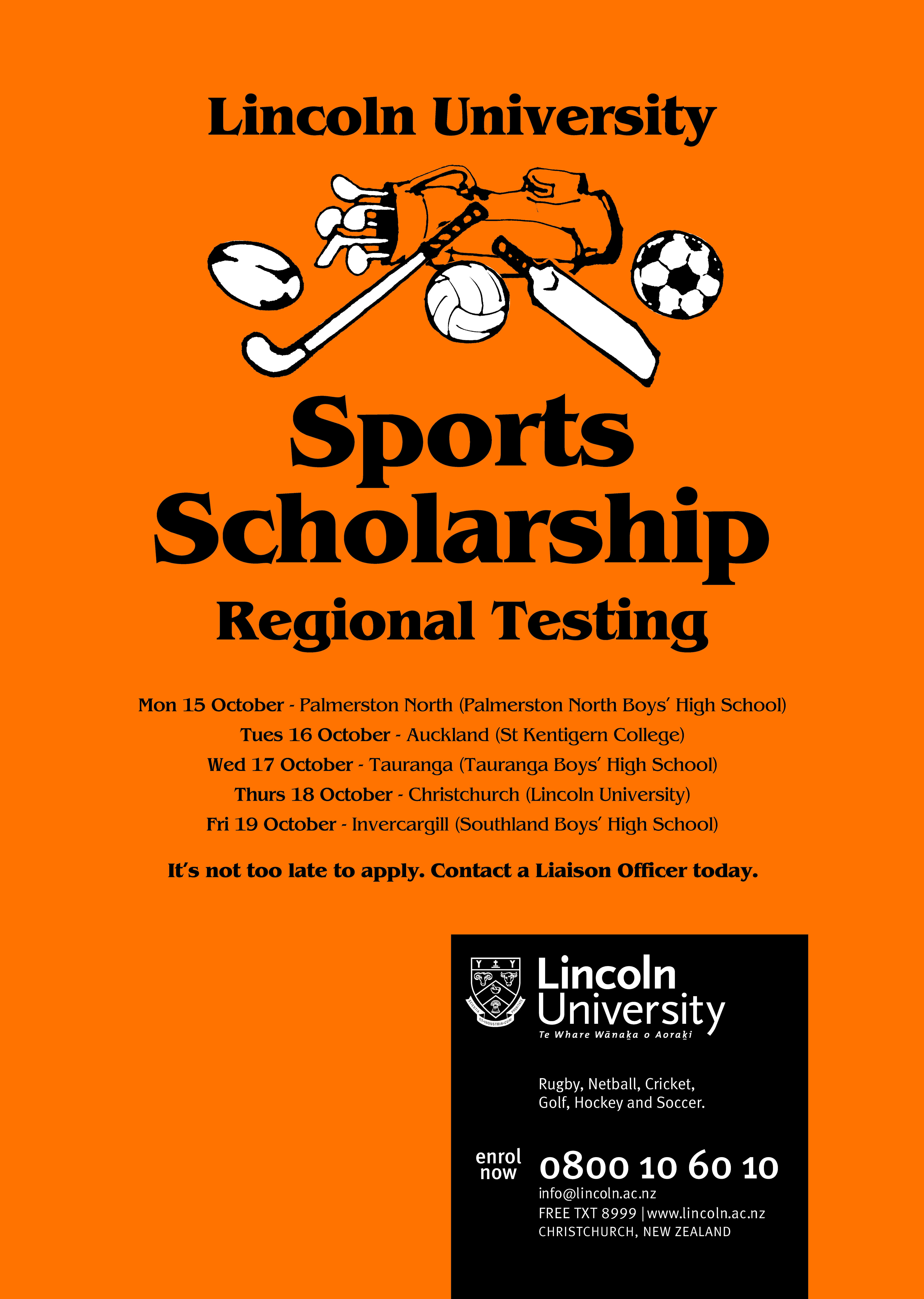 2007 Sports Scholarship Regional Testing Poster