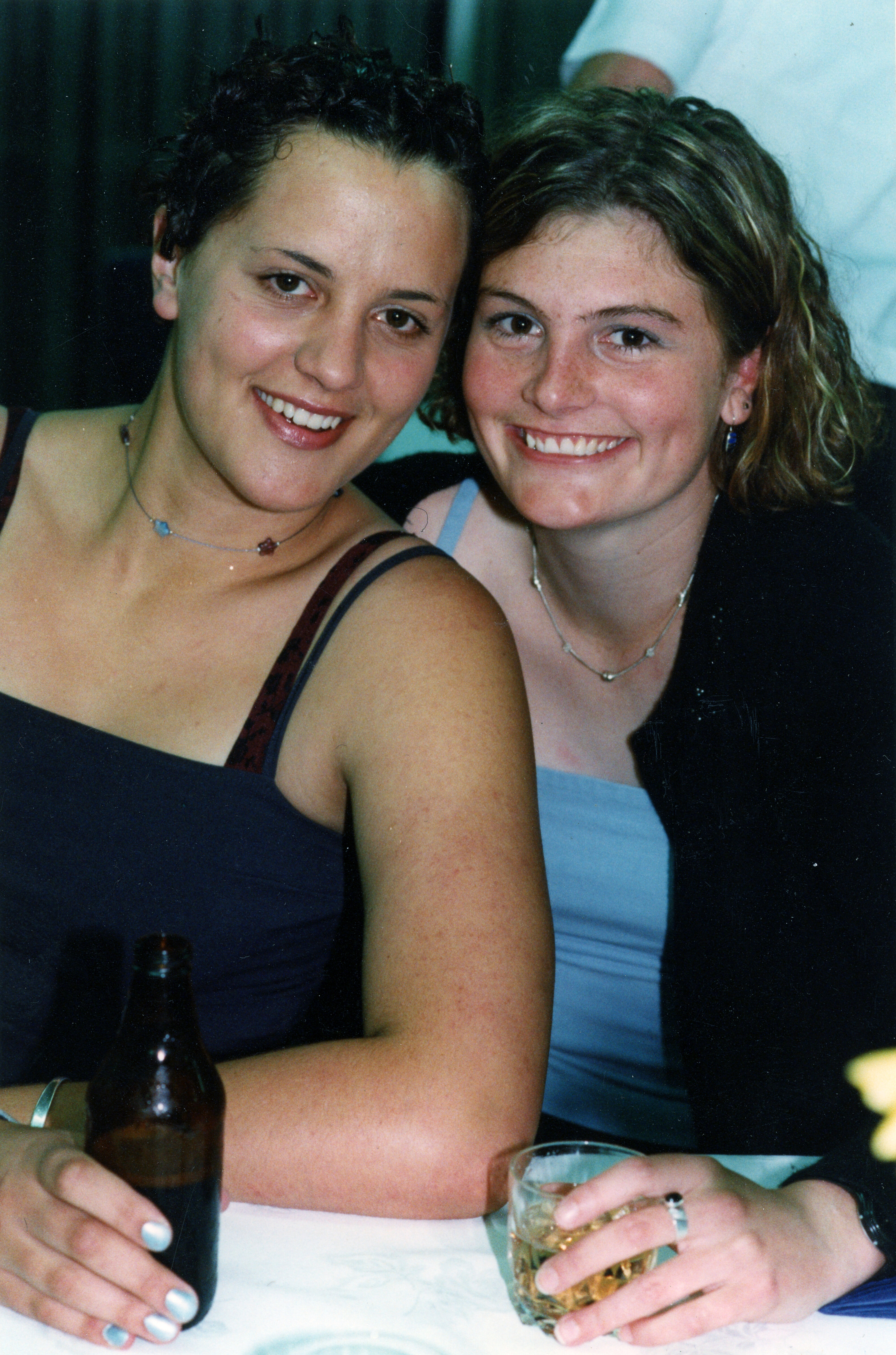 Netball players Lynda Petherick and Amy Wilkie at the September 2000 Lincoln University Blues and Golds Award.