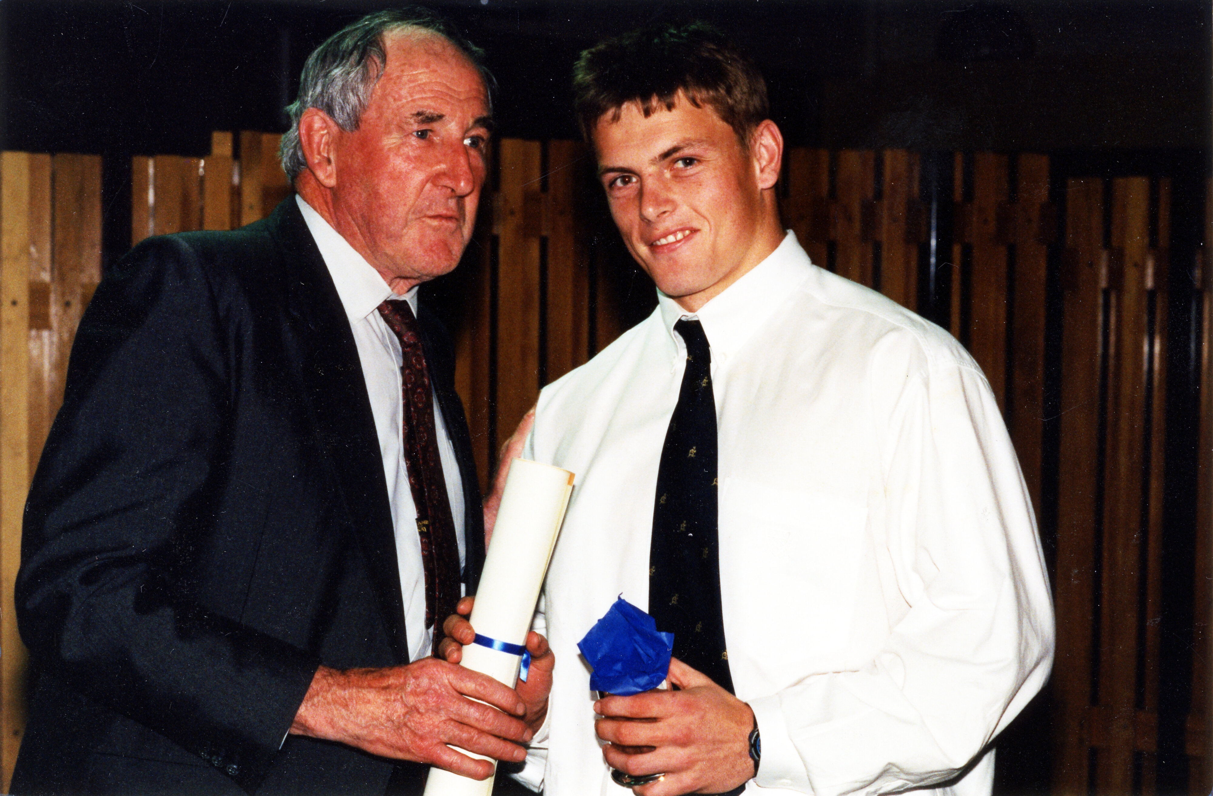 Ben Blair receives his Lincoln Blue, 30 September 1999