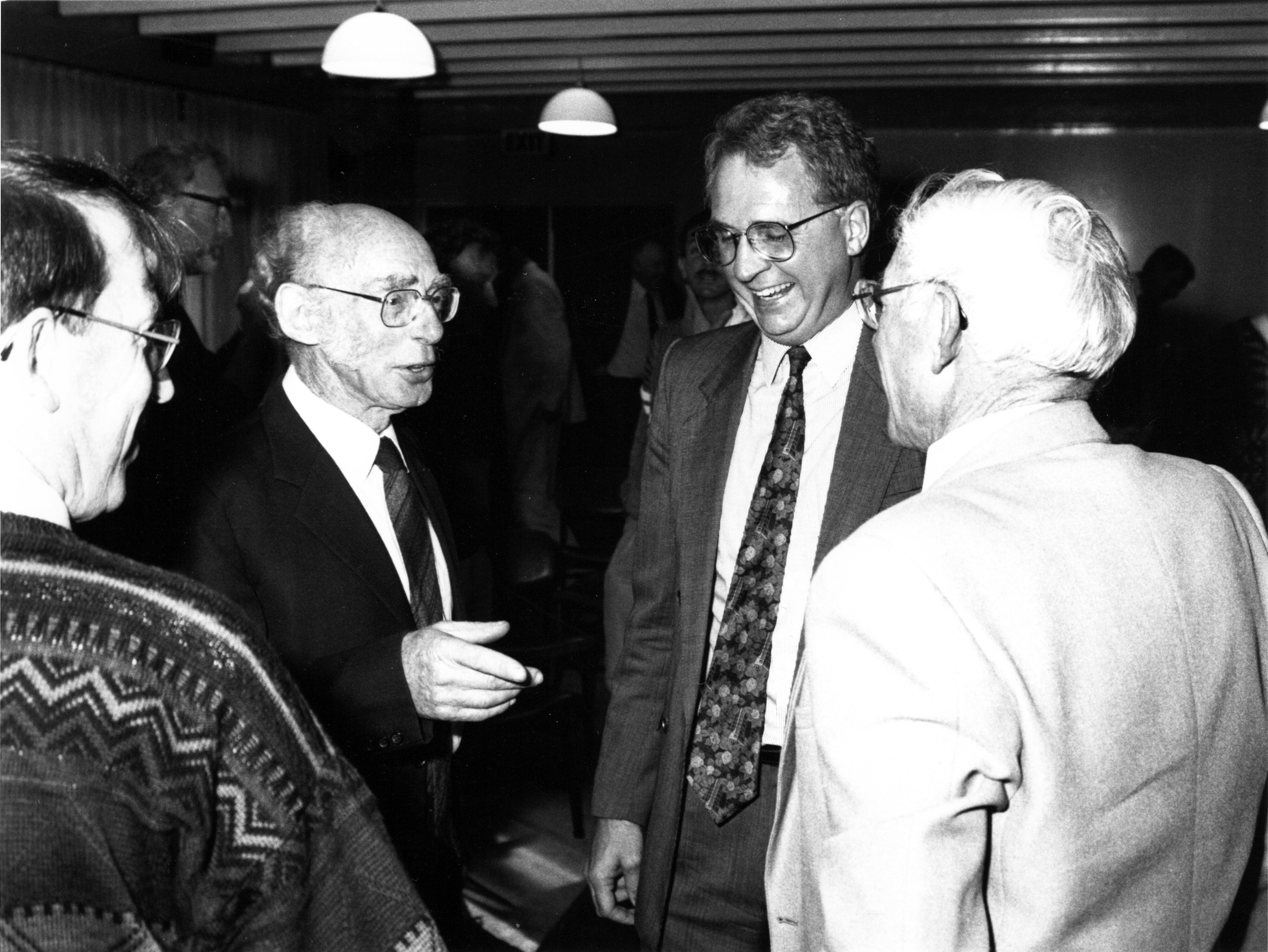 Seinor Technical Officer Gerry Meijer at his farewell function with Professor Roger Reid and&nbsp;Professor Jim White of the Plant Science Department. Errol Costello,Centre for Continuing Education,at left.