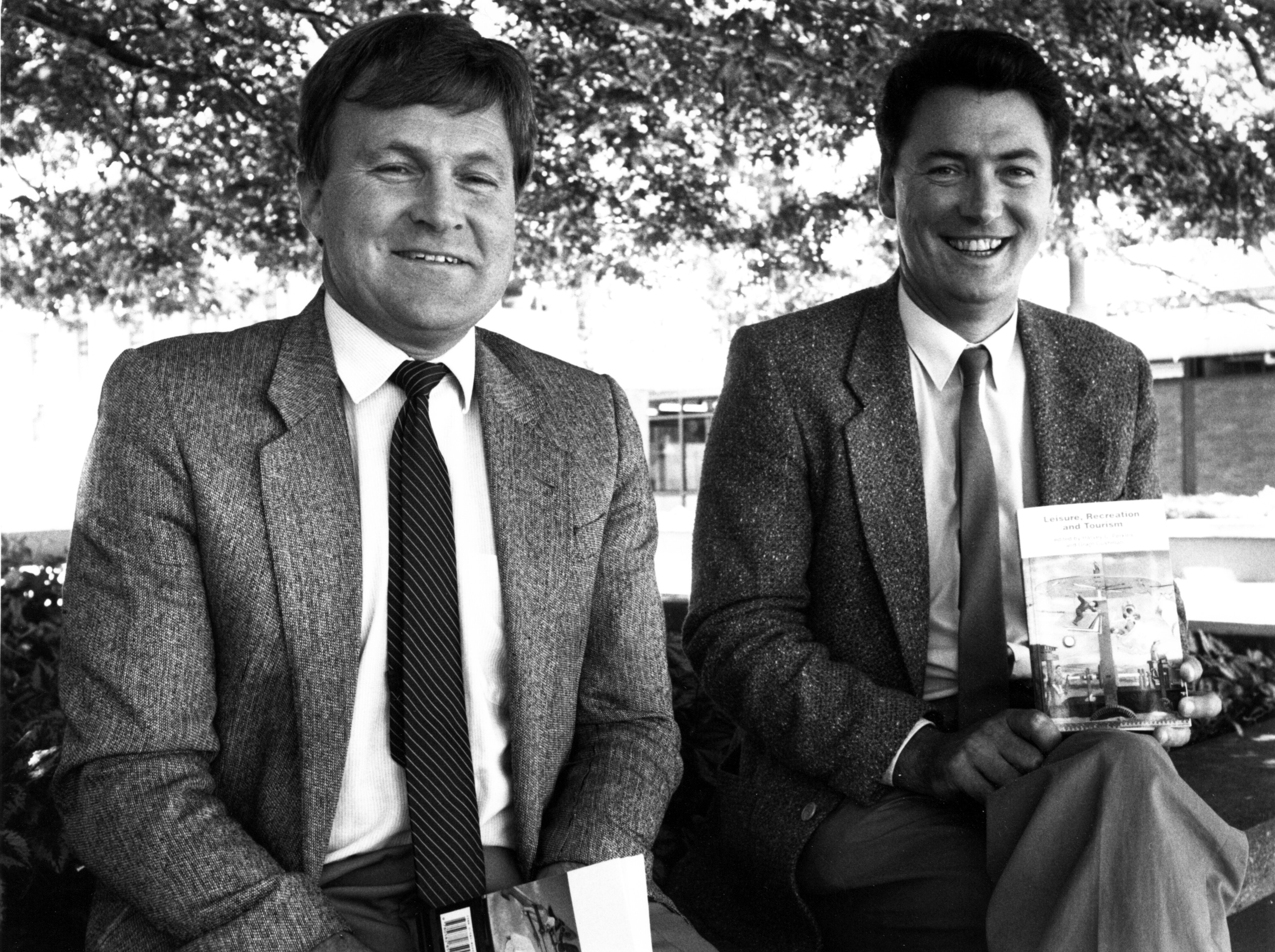 Dr Harvey Perkins and Professor Grant Cushman of Lincoln' Parks, Recreation and Tourism Department with a new book "Leisure, Recreation and Tourism", 1993