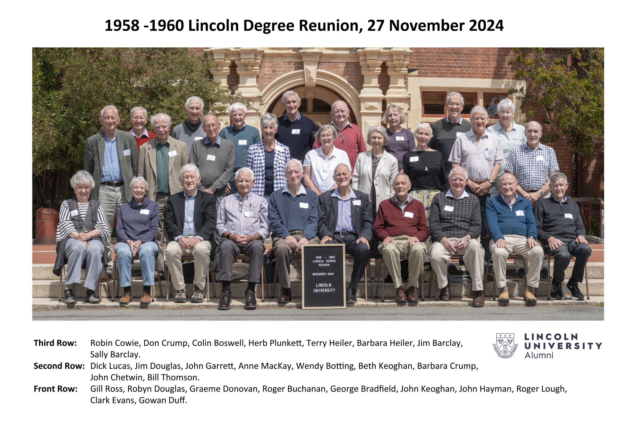 1958-1960 Lincoln Degree Reunion, 27 November 2024
