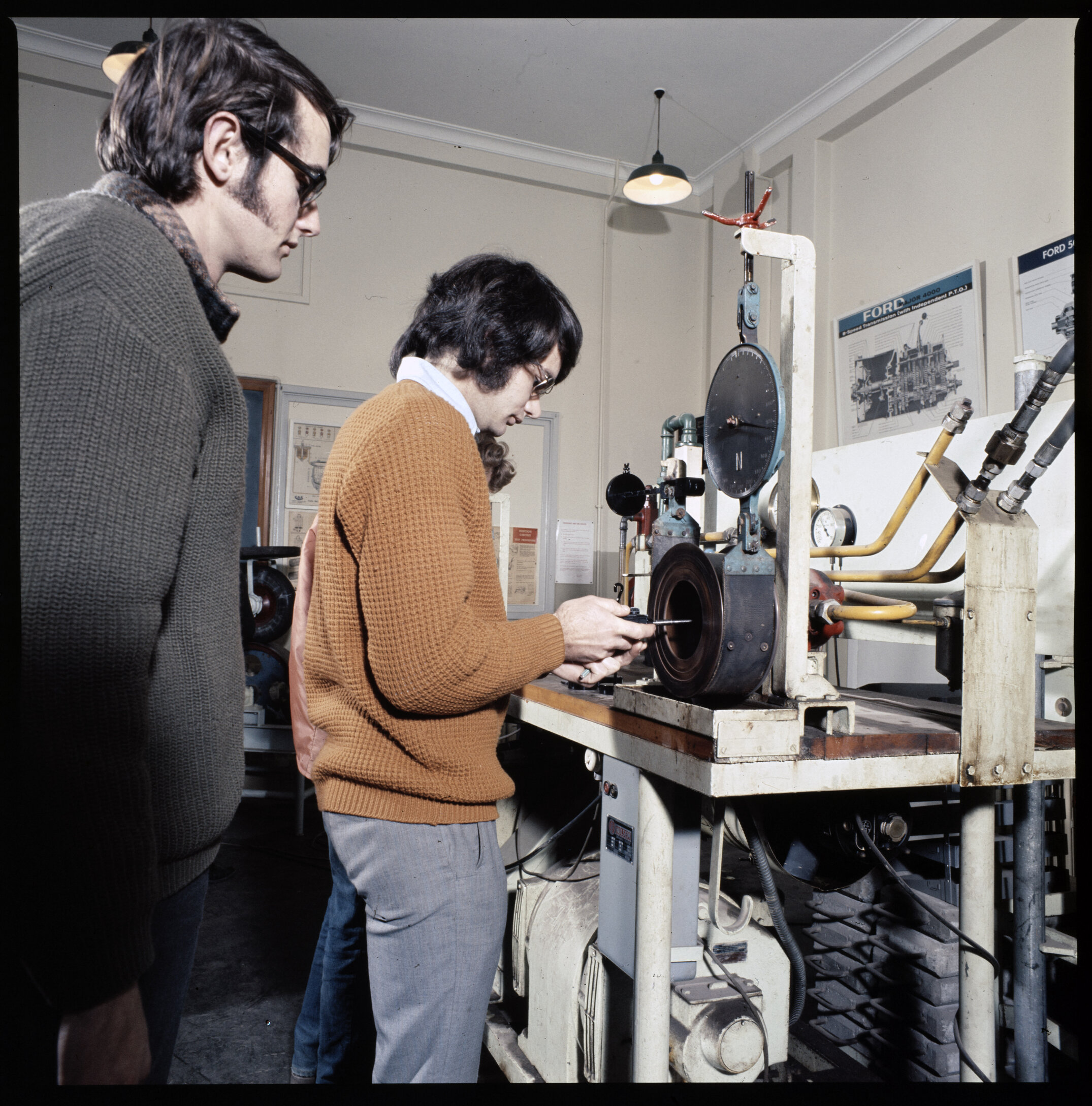 Engineering students in class, 1975 03