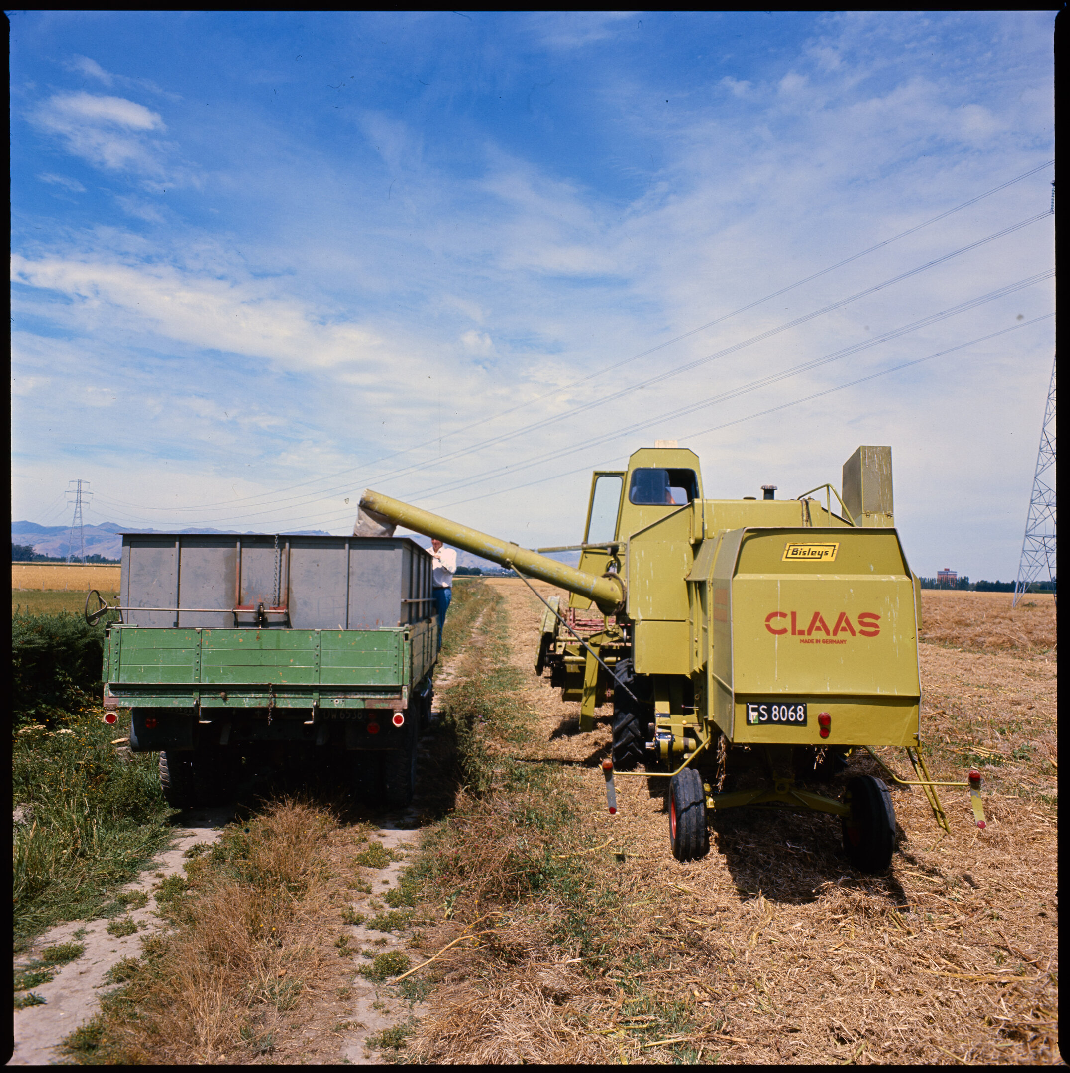 CLAAS Harvester at Lincoln College Farm, 1976