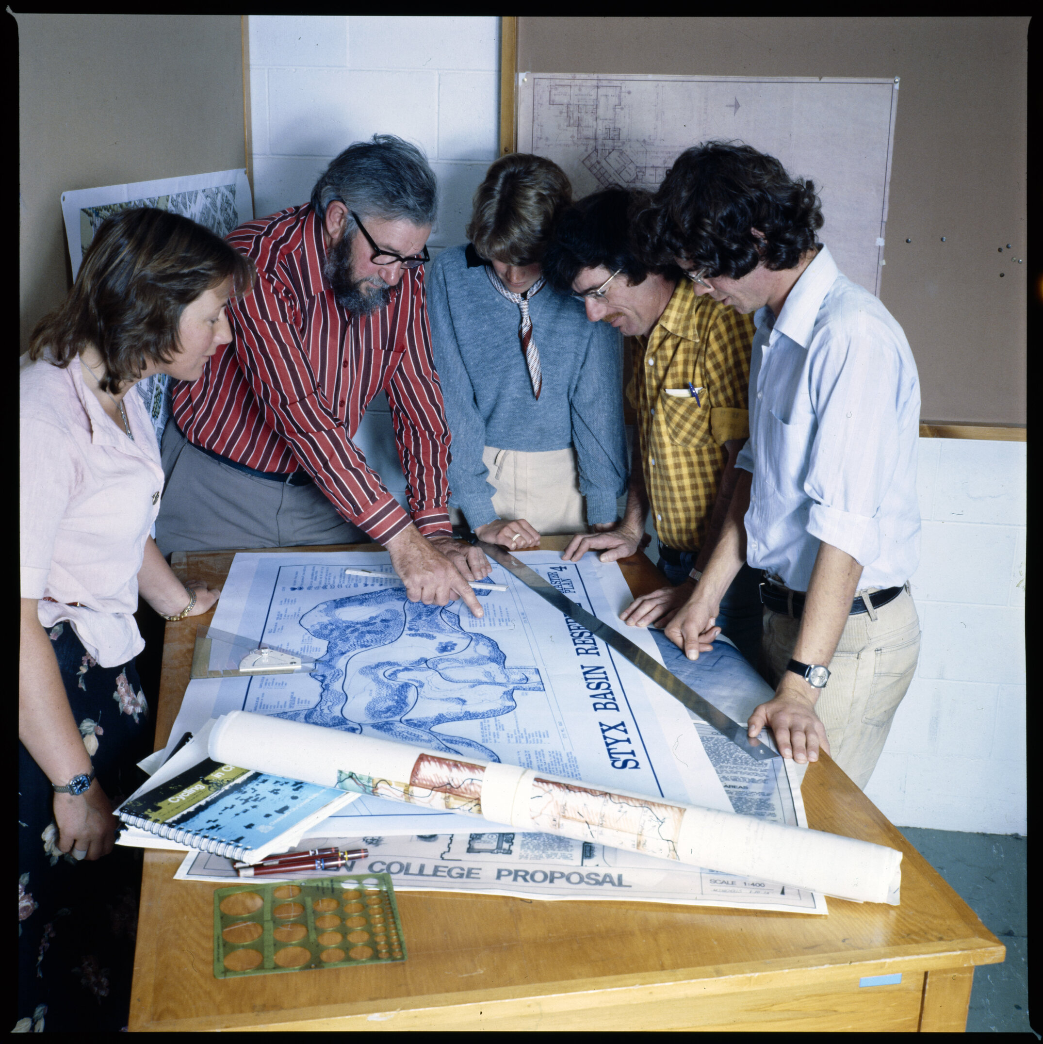 Landscape students with Charlie Challenger, 1977