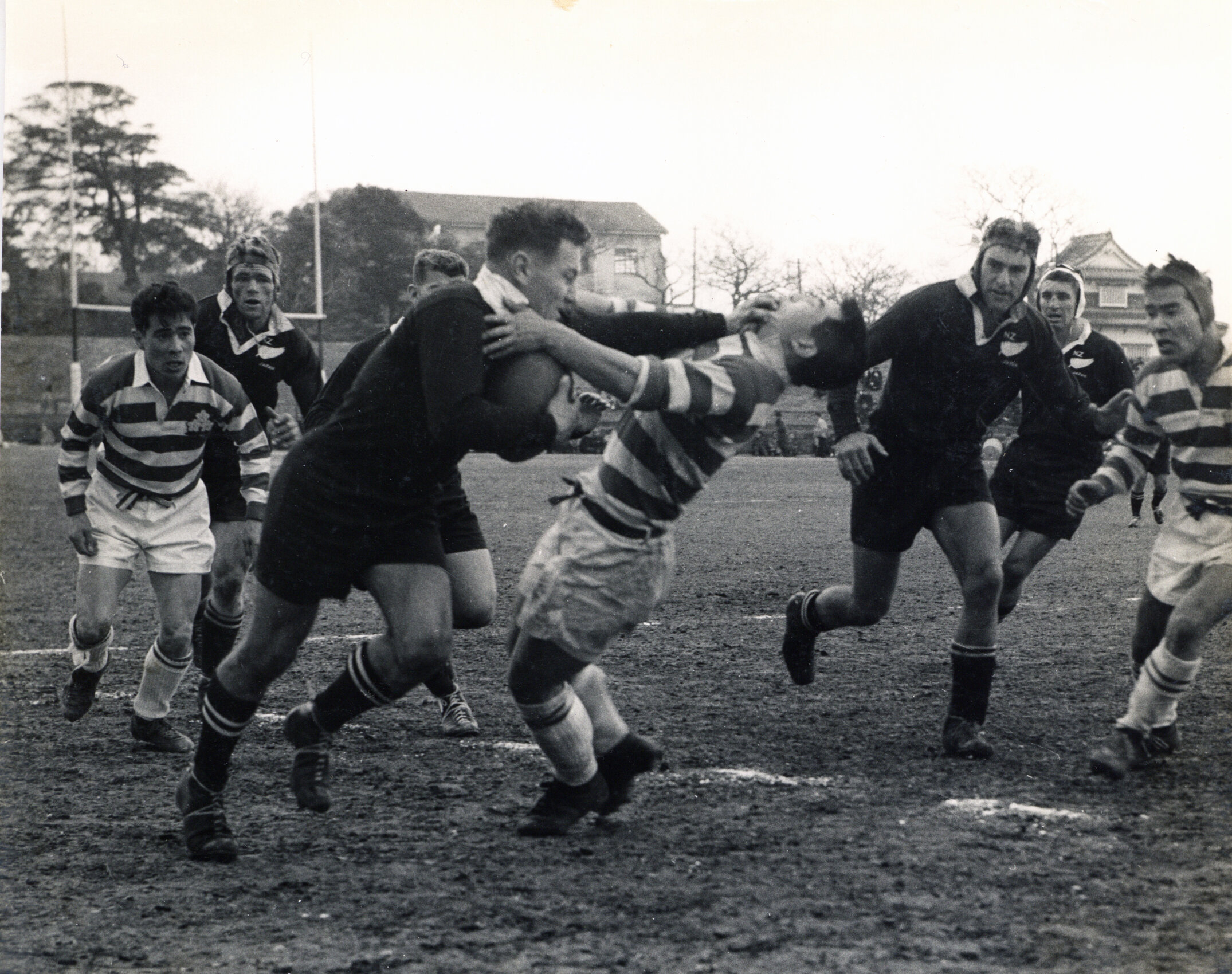 Match against All Meiji team at Chichibu Rugby field, Tokyo, 16 March 1958
