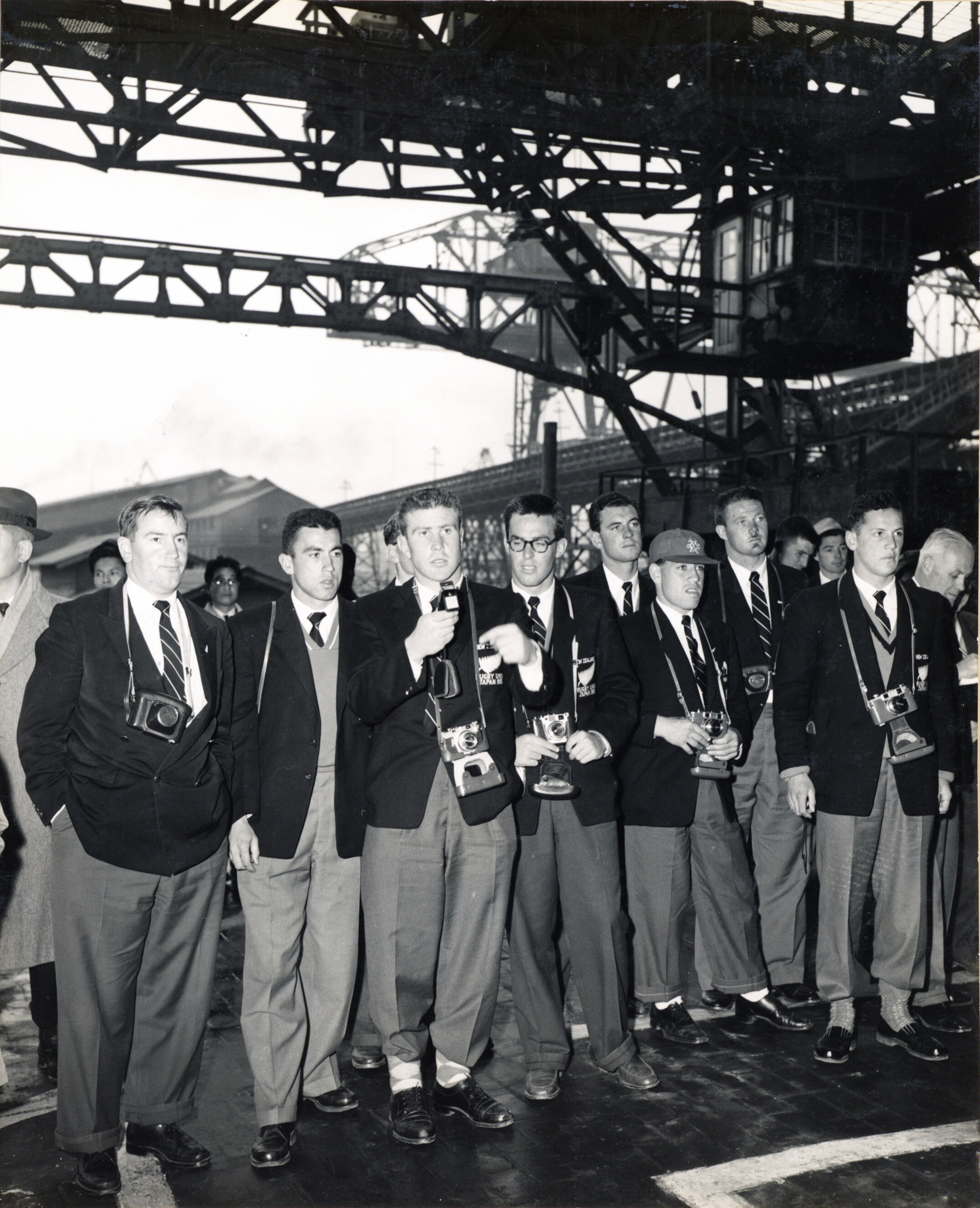 The team on its visit to the Yawata Steel Works, 1958