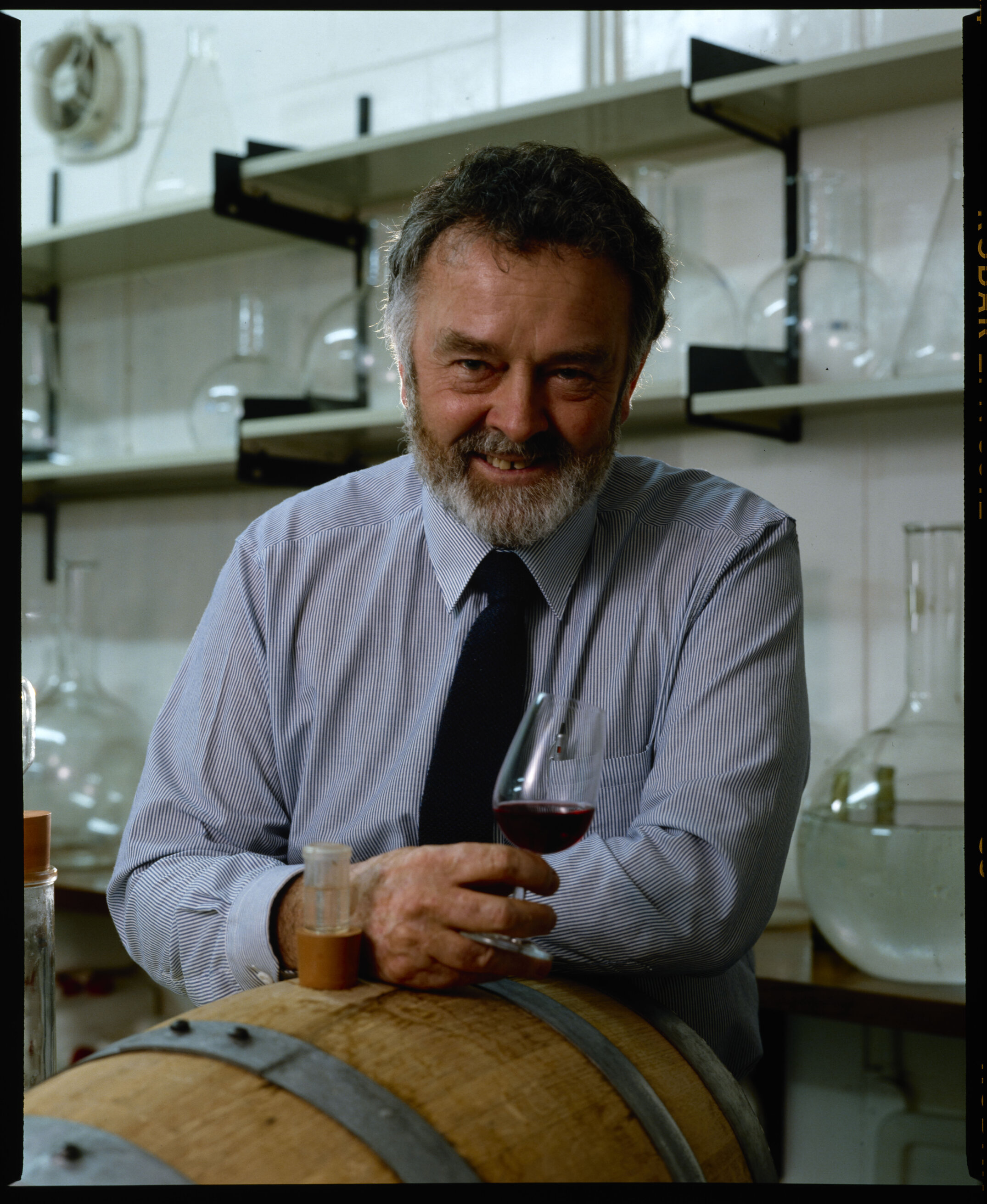 Reader in Wine Science Dr David Heatherbell in Wine Lab, August 1991 01