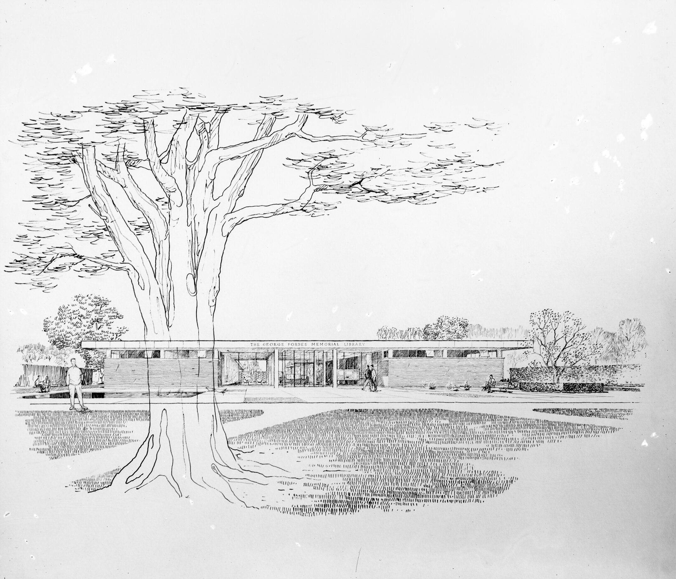George Forbes Memorial Library (architectural sketch), before 5 November 1957