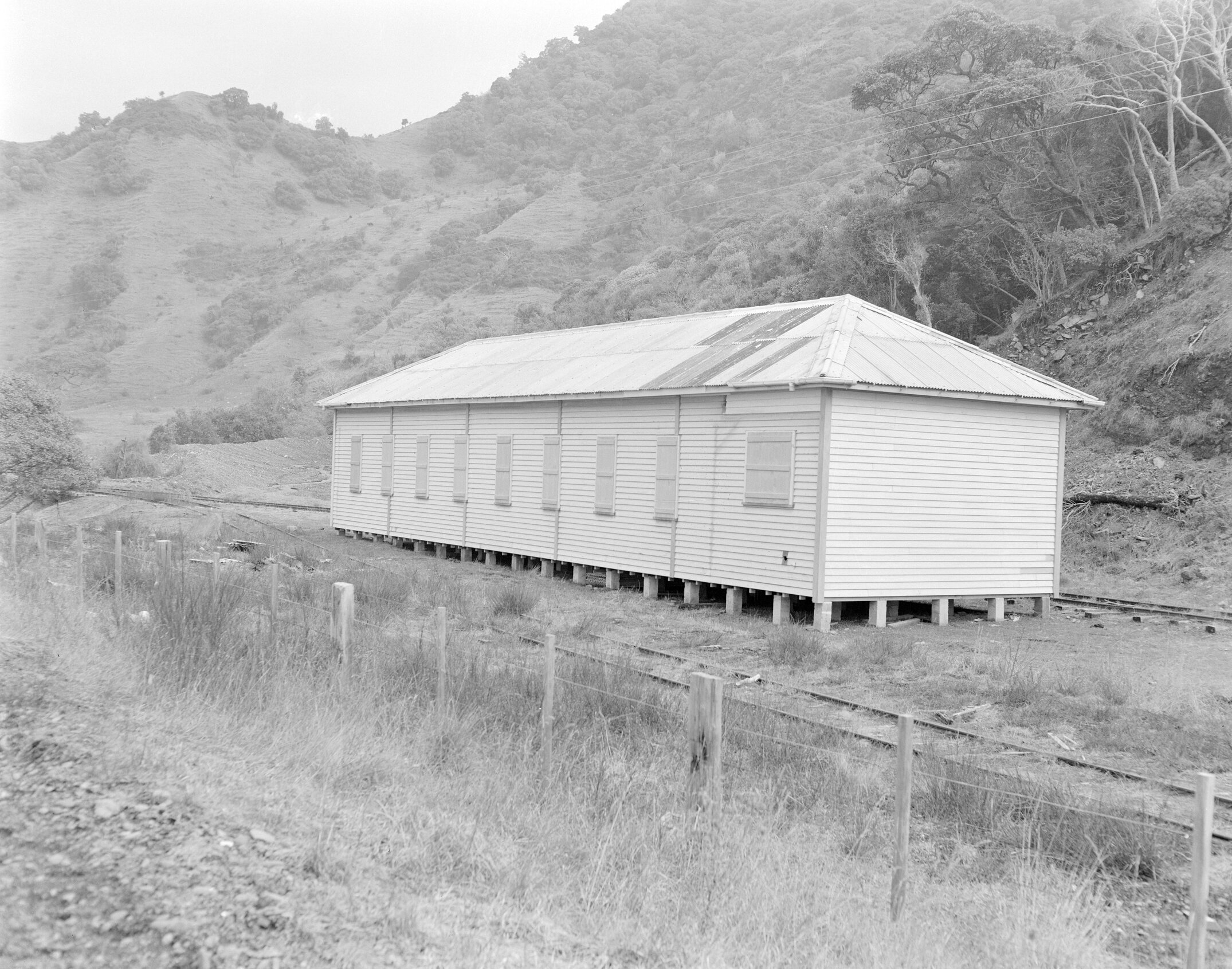 Canterbury Agricultural College field station being built at Oaro on the coast south of Kaikōura, 1961