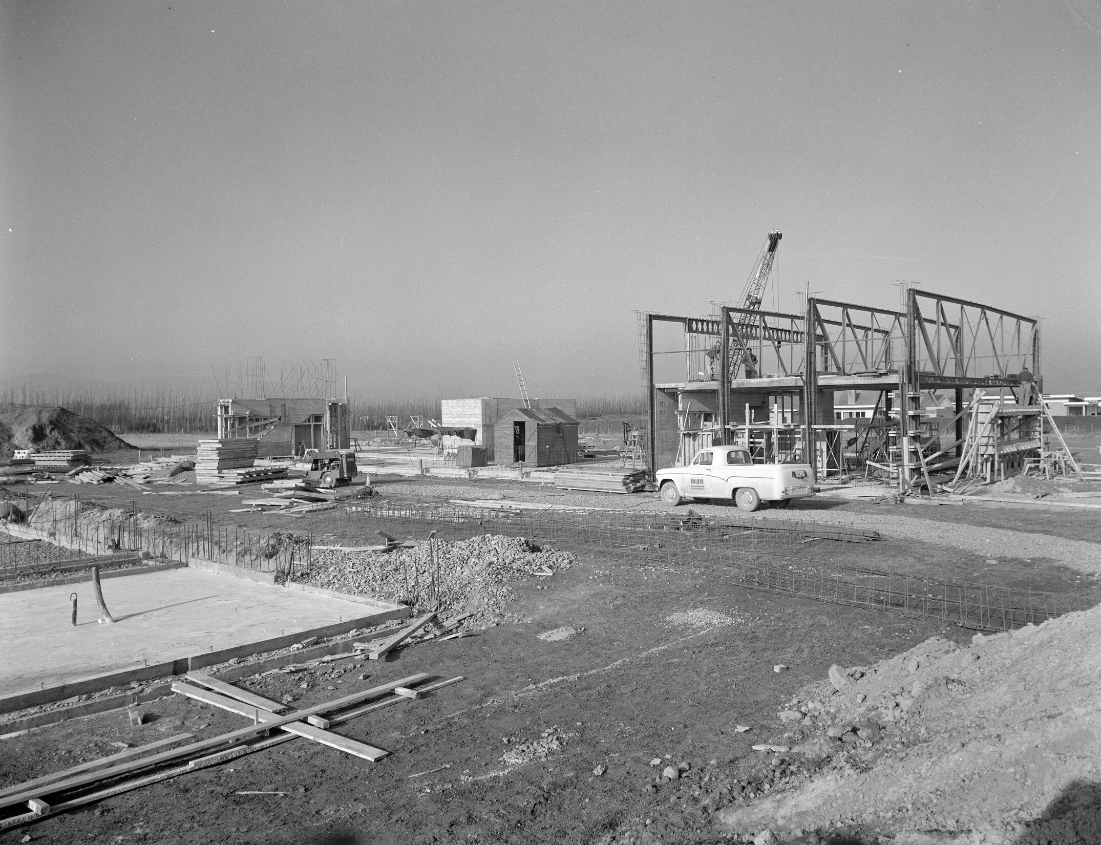 Construction work adjacent to the Wool Research Building, 1964 (Blackmore neg 5123)