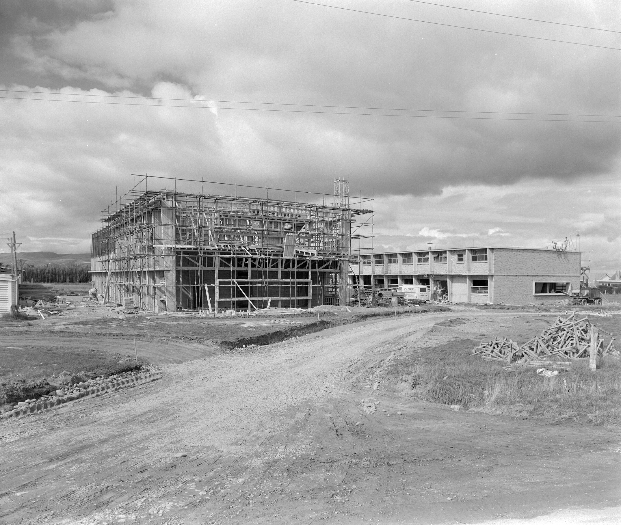 Wool Research Organization building under construction at Lincoln, 1964