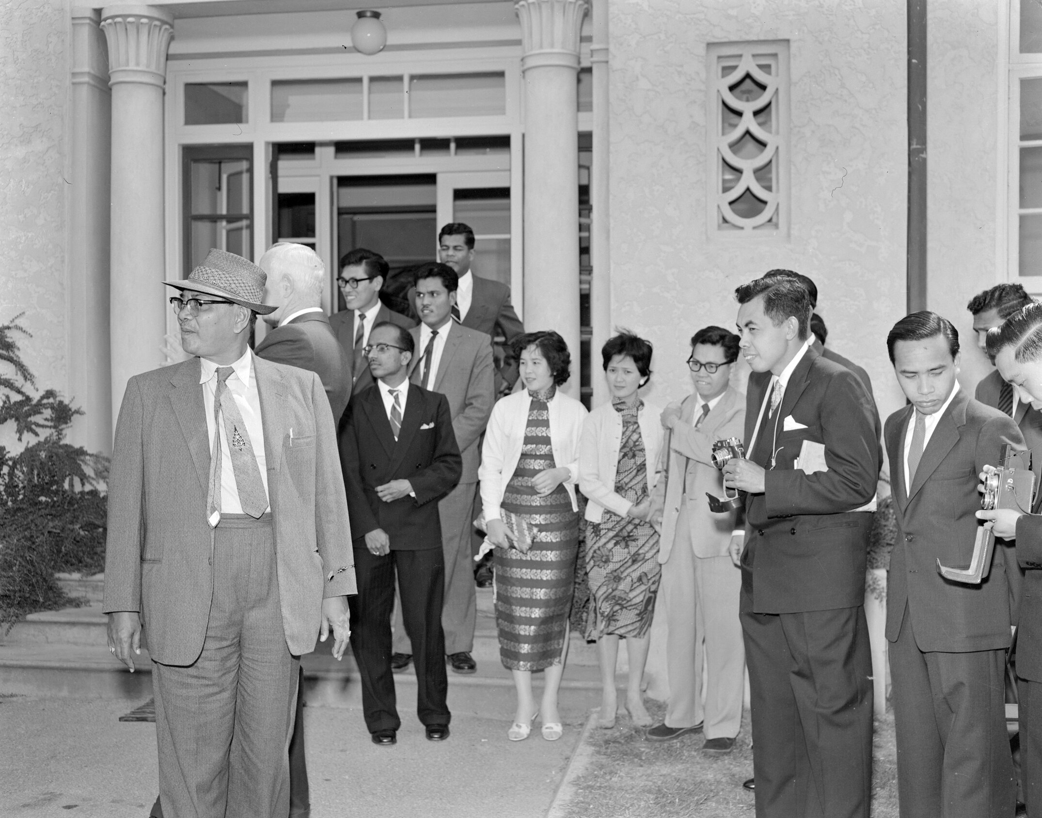 The Prime Minister of Malaysia,Tunku Abdul Rahman visits Canterbury Agricultural College in 1960 (Blackmore Neg 5137)