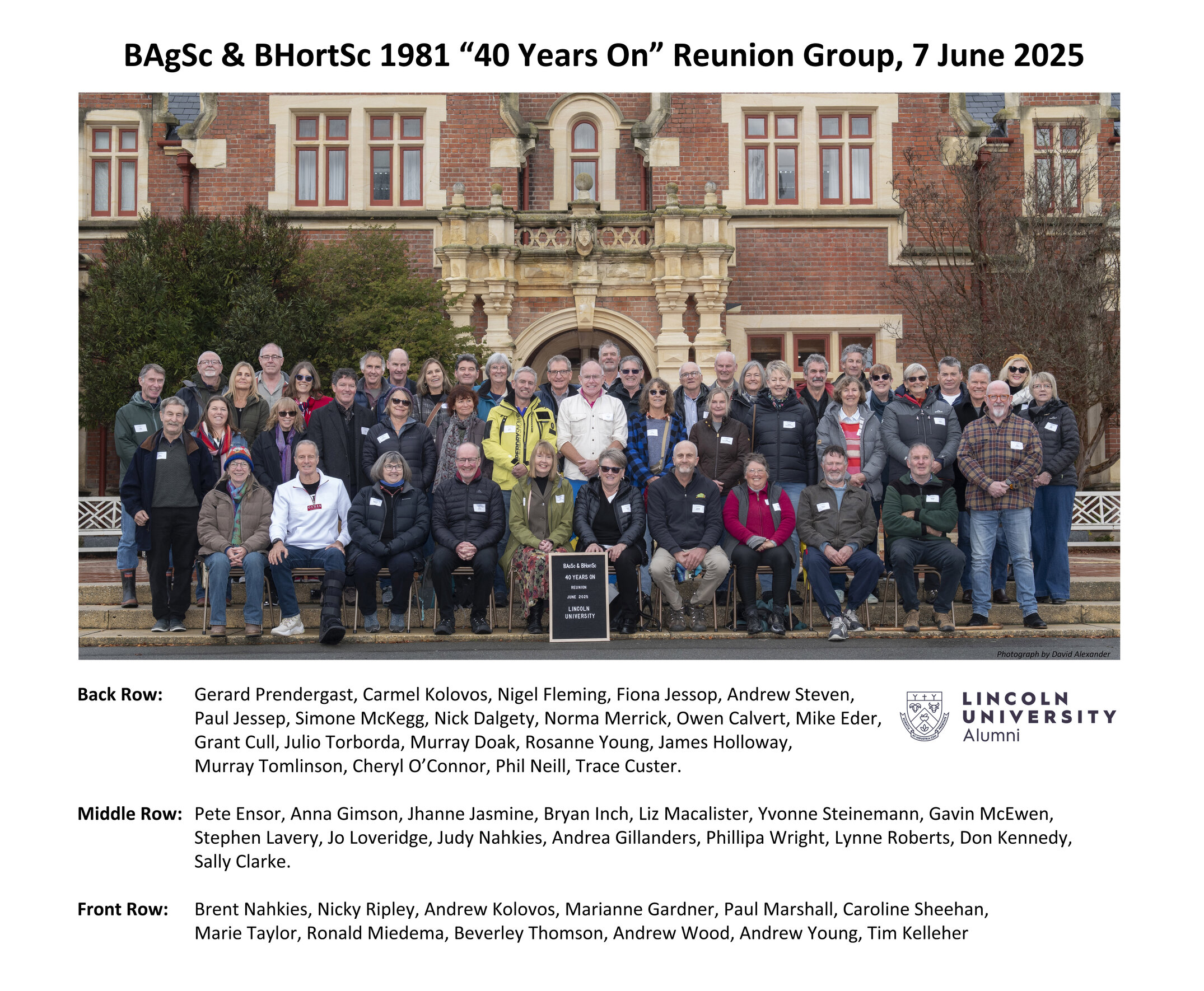 BAgSc &amp; BHortSc 1981 &ldquo;40 Years On&rdquo; Reunion Group Photo