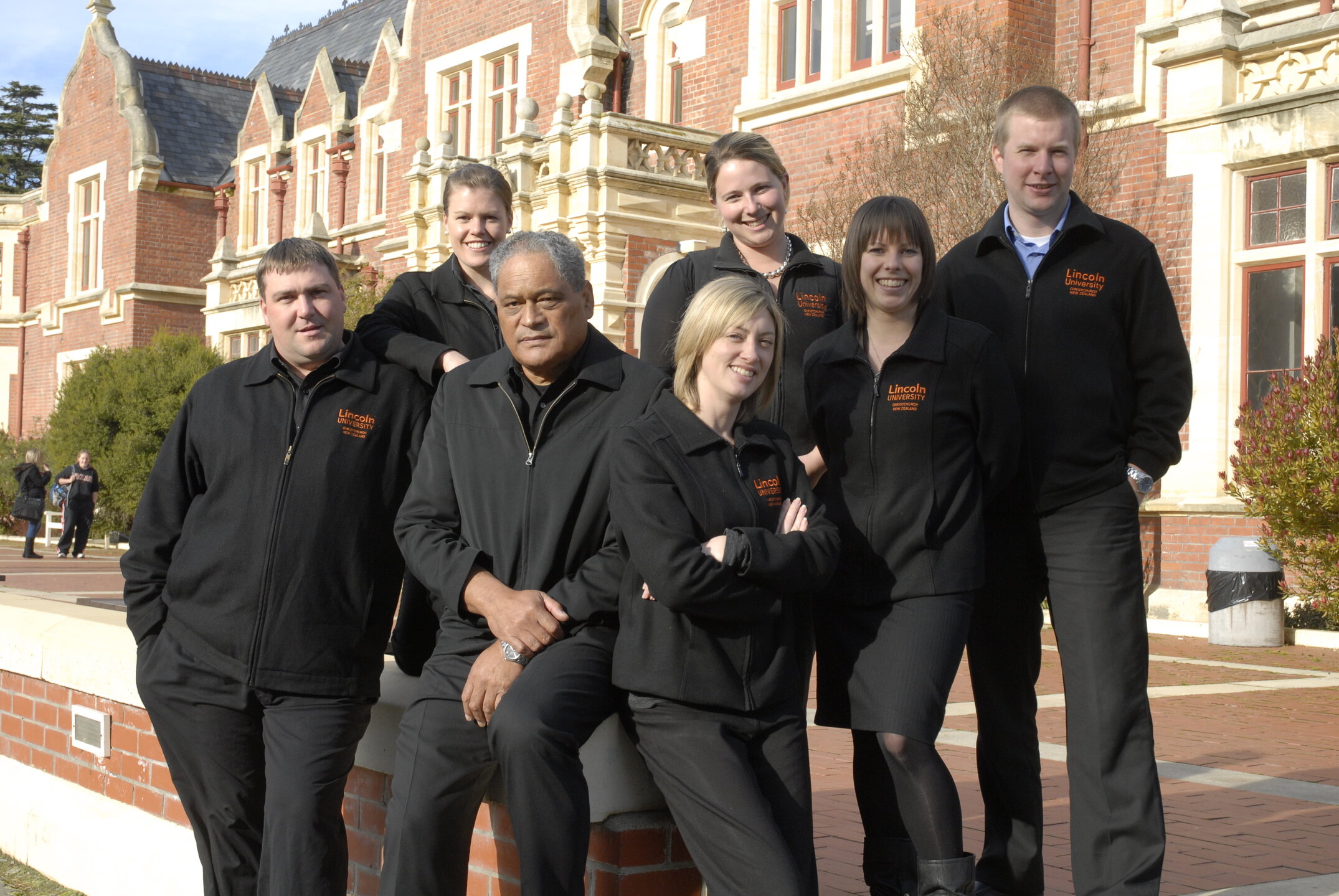 Student Liaison staff group in front of Ivey Hall, July 2009