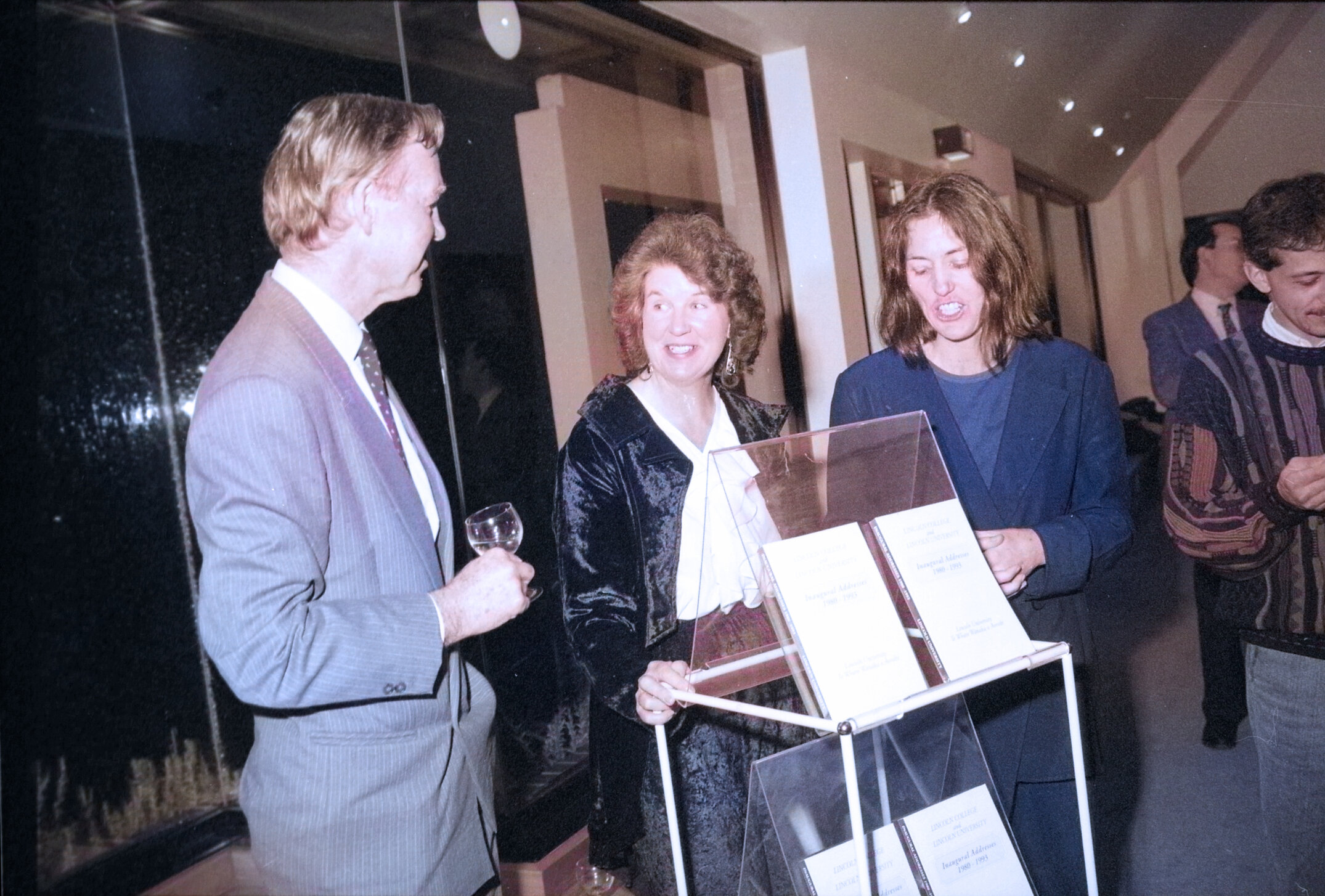 Vice-Chancellor Professor Bruce Ross, Coral Atkinson and Daphne Brasell at the launching of Lincoln University Press' first book, 1994 02
