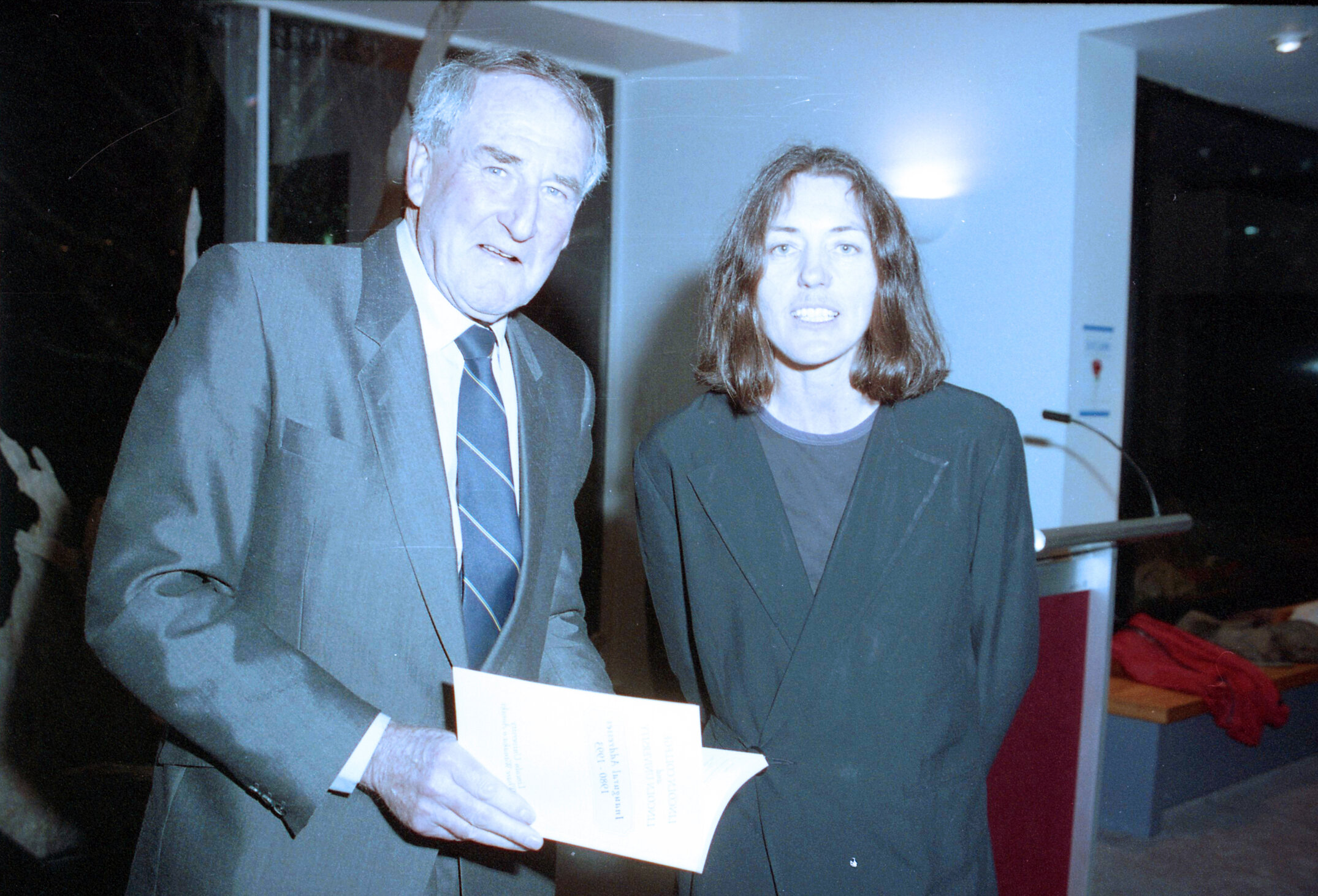 Malcolm Cameron and Daphne Brasell at the launching of Lincoln University Press' first book, 1994 01