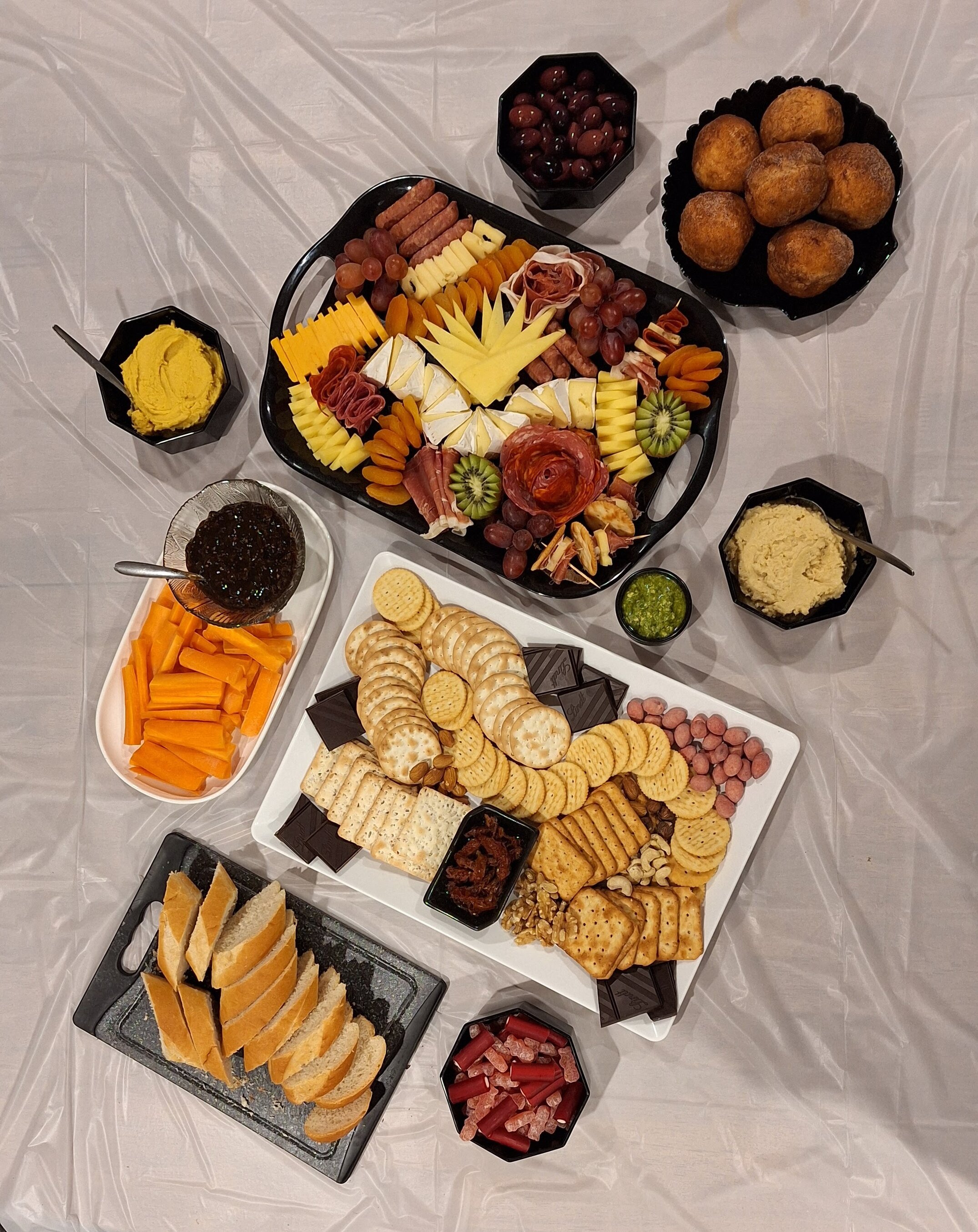Snacks of a wine tasting night with friends