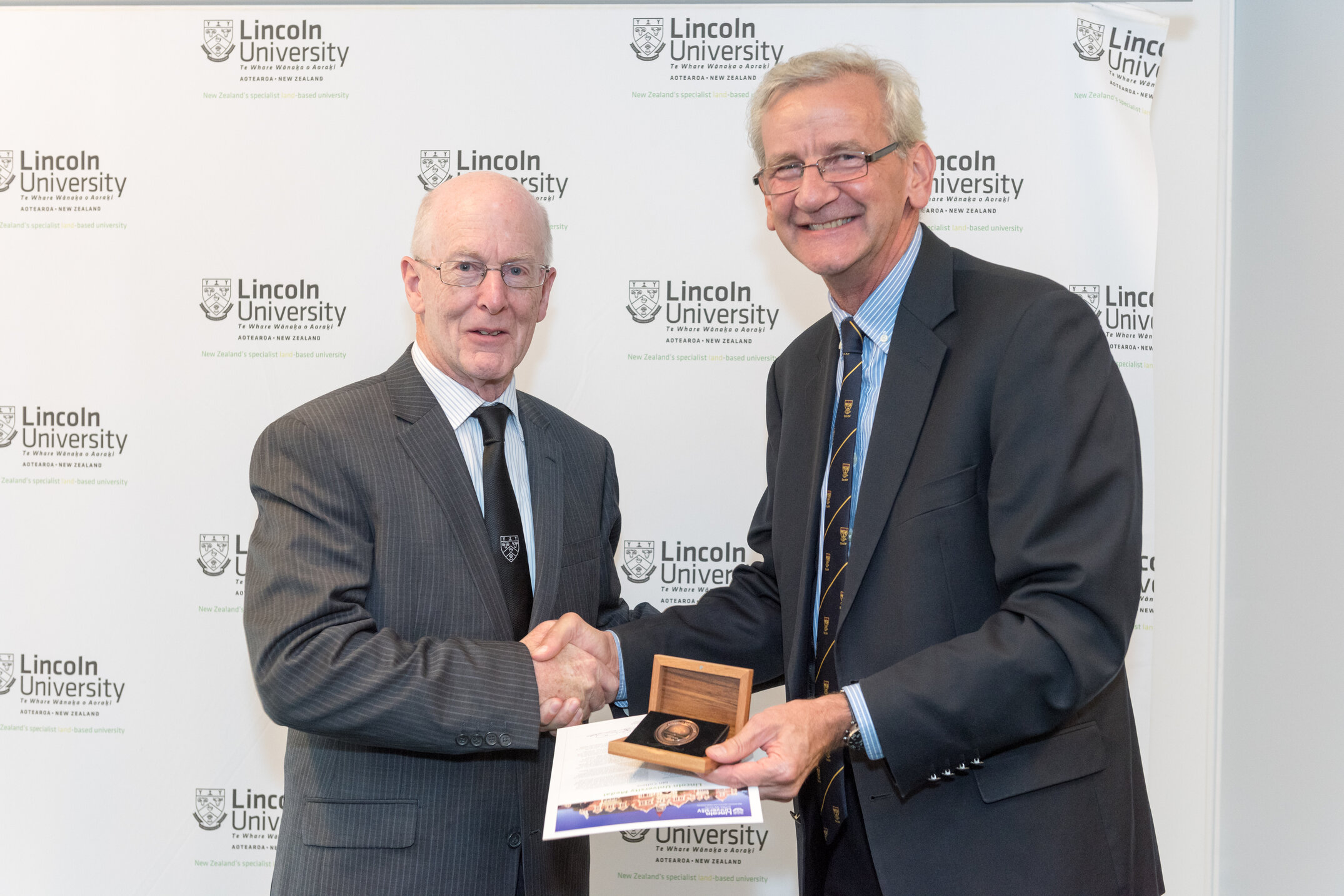 2015 Lincoln University Medal Award Ceremony at Te Kete Ika, Ian Collins and Tom Lambie