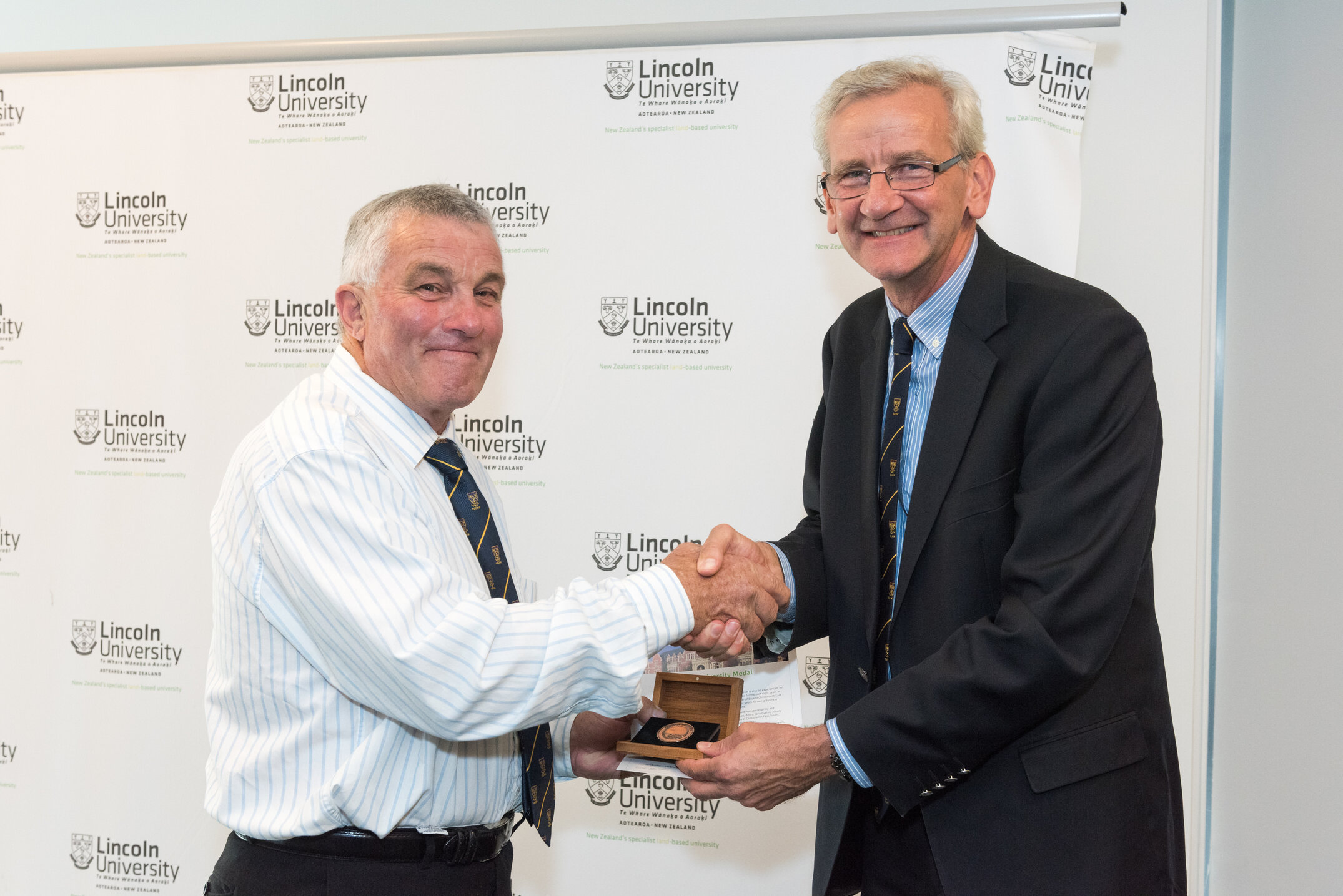 2016 Lincoln University Medal Award Ceremony at Te Kete Ika, Noel Hickland and Tom Lambie