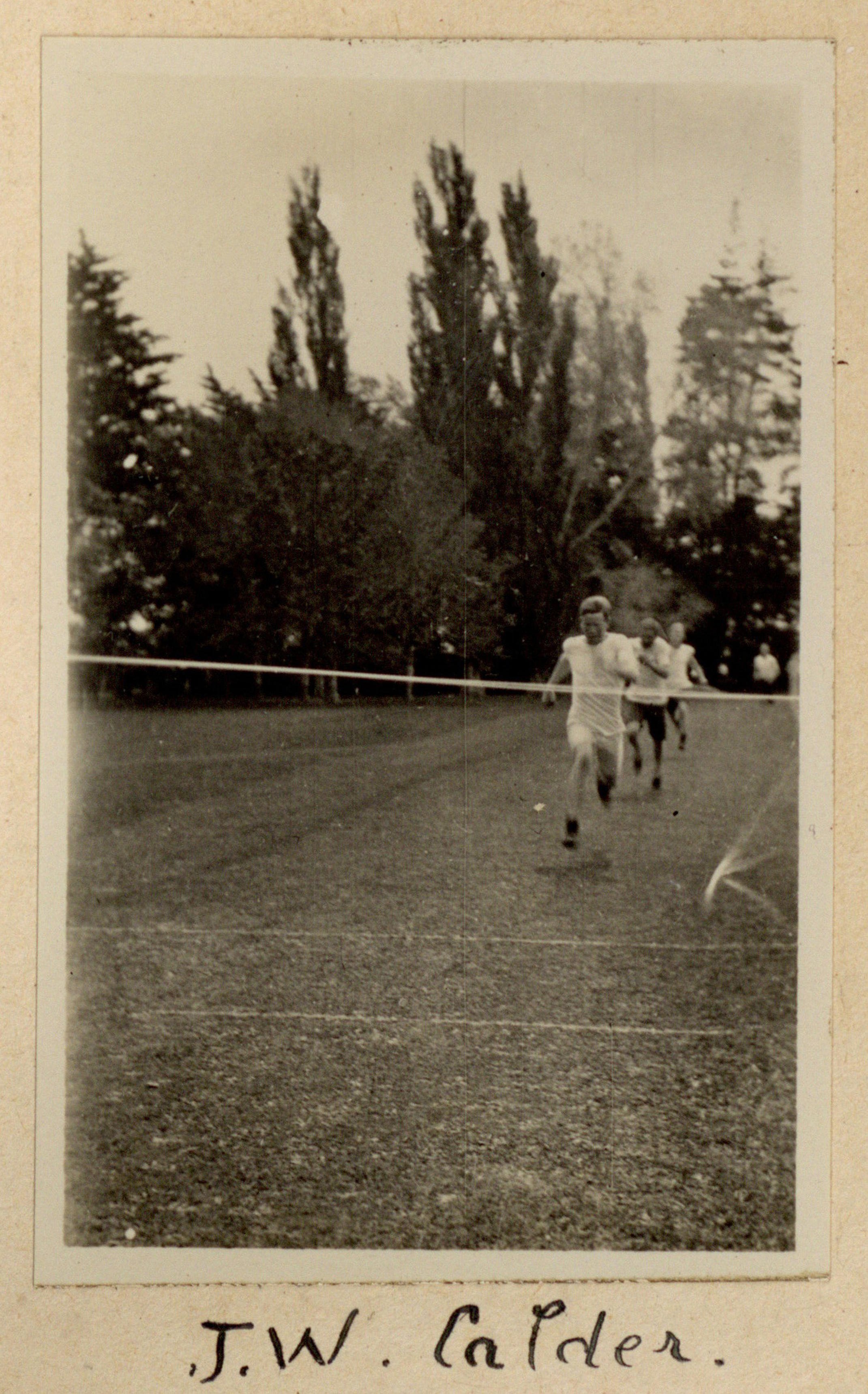 Canterbury Agricultural College Sports Day Running Race, J. W. Calder Winning, c.1917