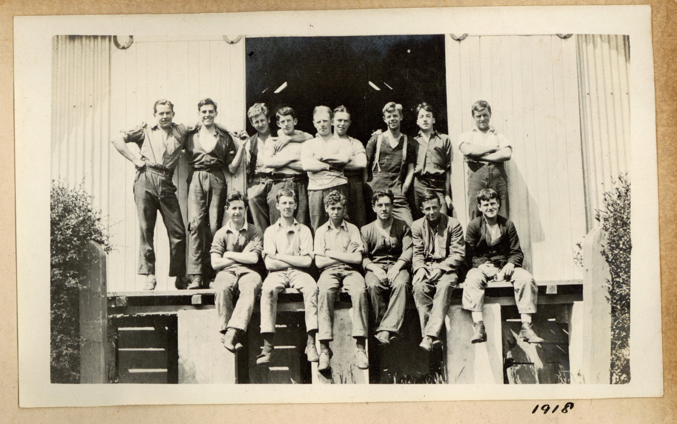 Shearing time, Canterbury Agricultural College, 1918