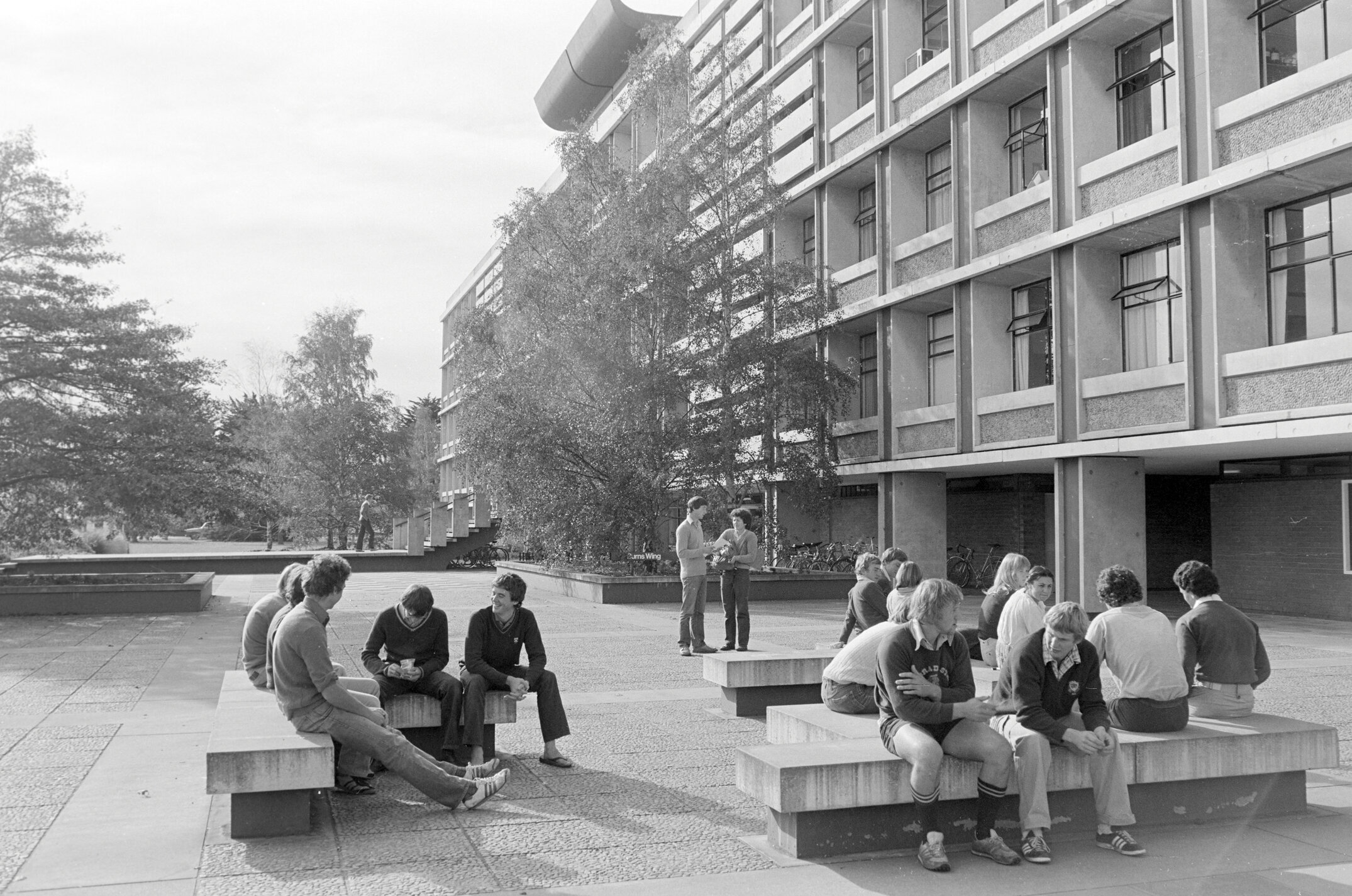 1981 Students Socialising outside Hilgendorf Building