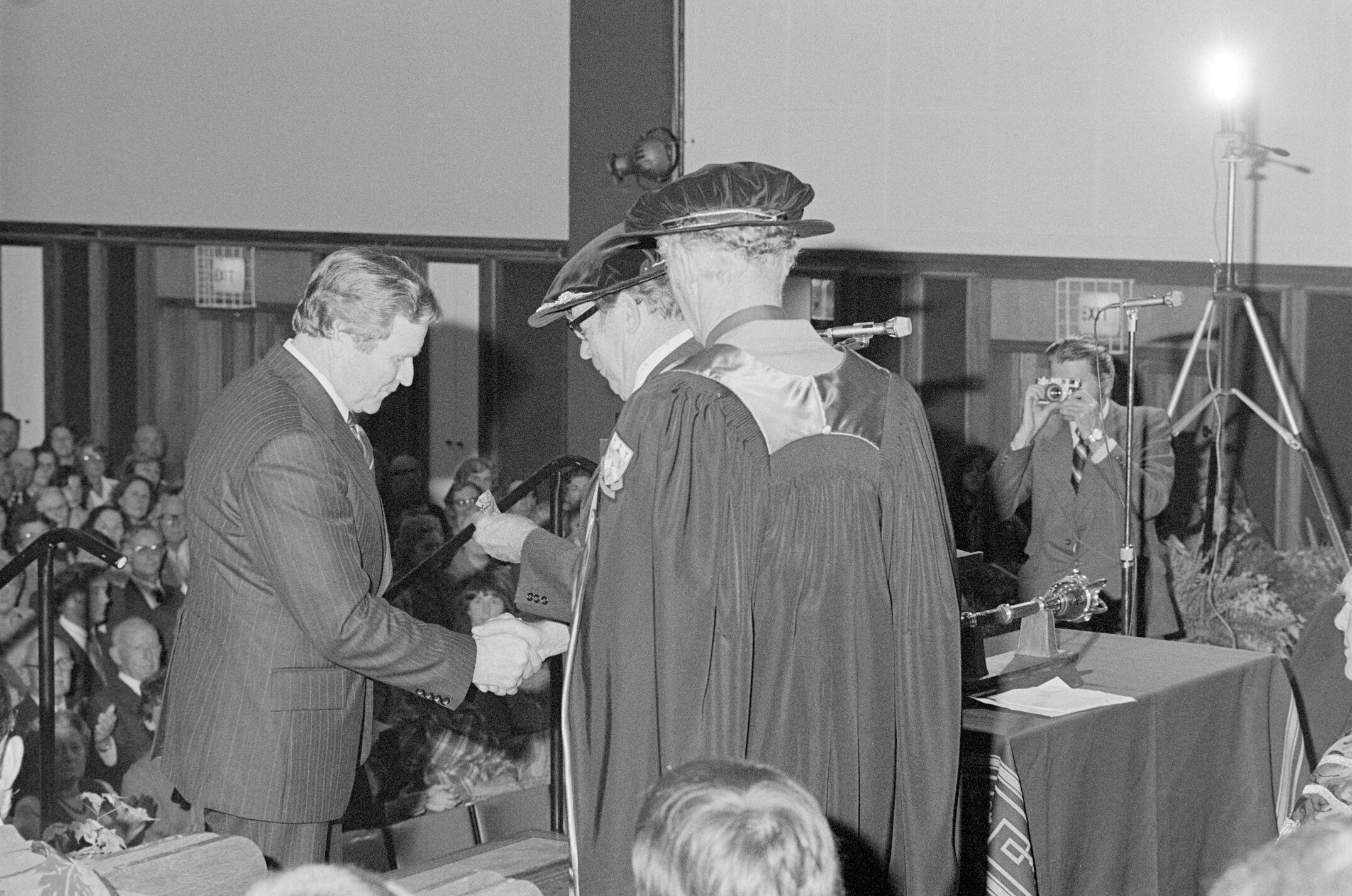 H. J. King Receiving the Bledisloe Medal at the Lincoln College Graduation Ceremony, 4 May 1979