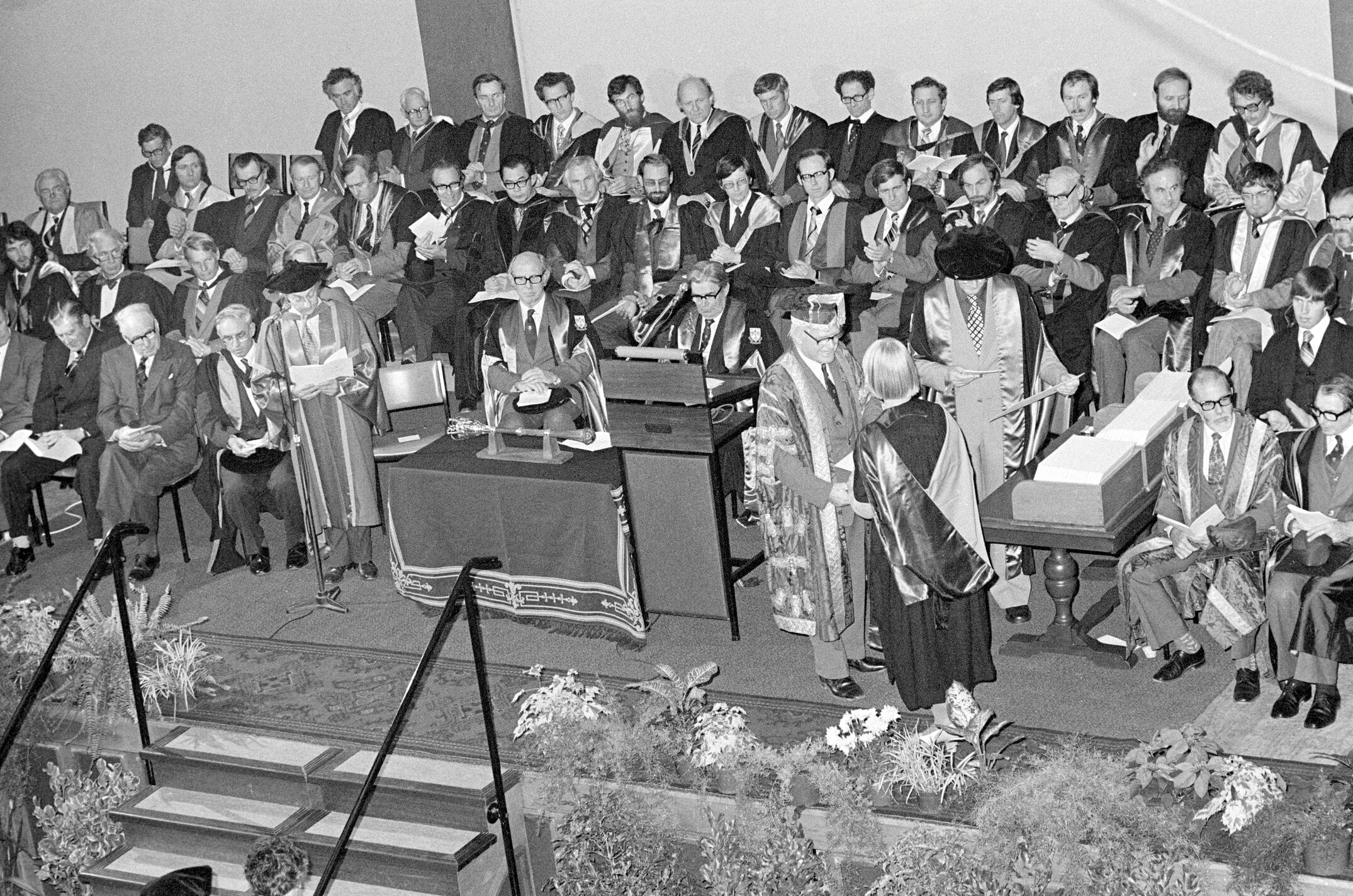 Student Receiving a Degree Certificate at Graduation, 1979 05